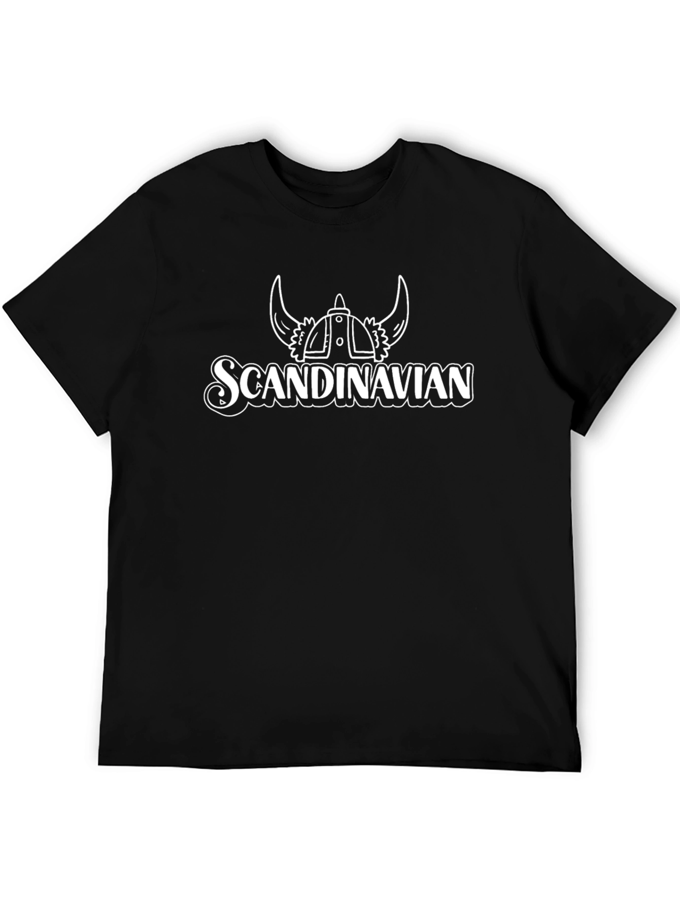 Scandinavian Viking Helmet Graphic Tee - Black