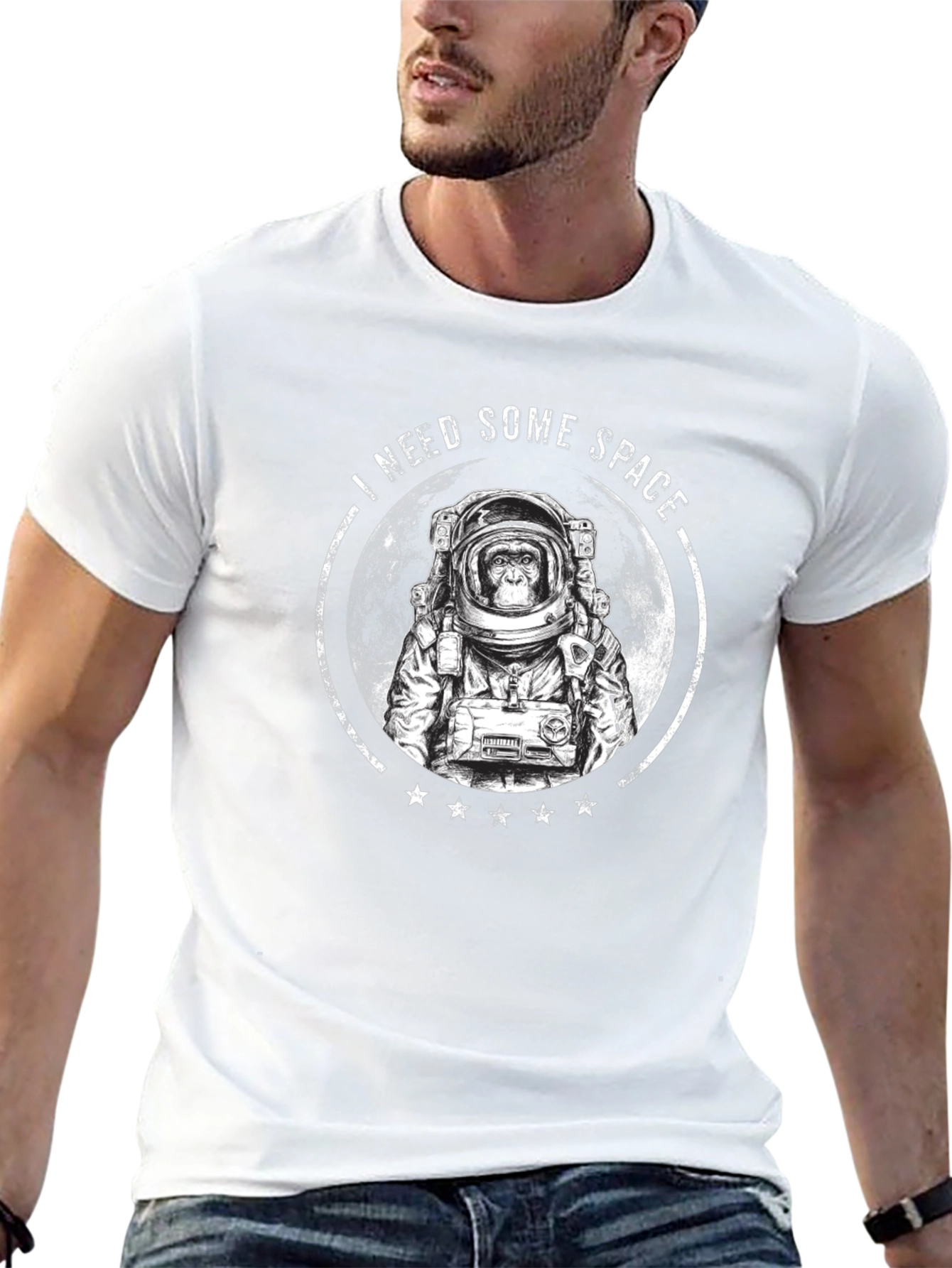 I Need Some Space Monkey Astronaut Graphic T-Shirt