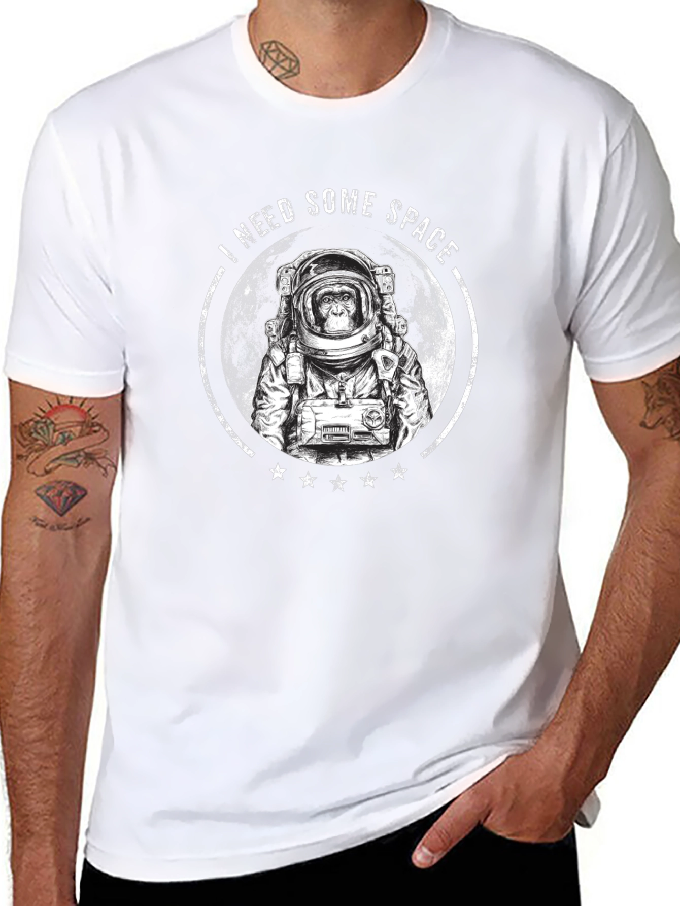 I Need Some Space Monkey Astronaut Graphic T-Shirt