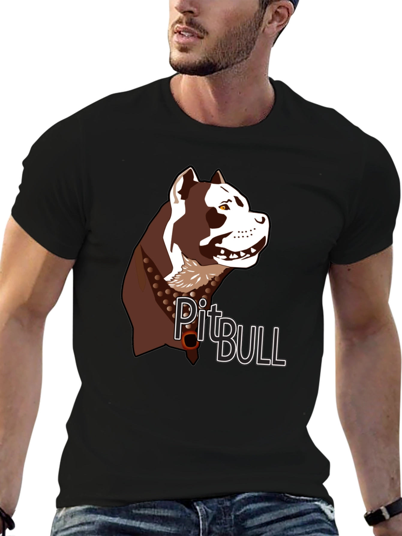 Pitbull Dog Graphic T-Shirt - Black