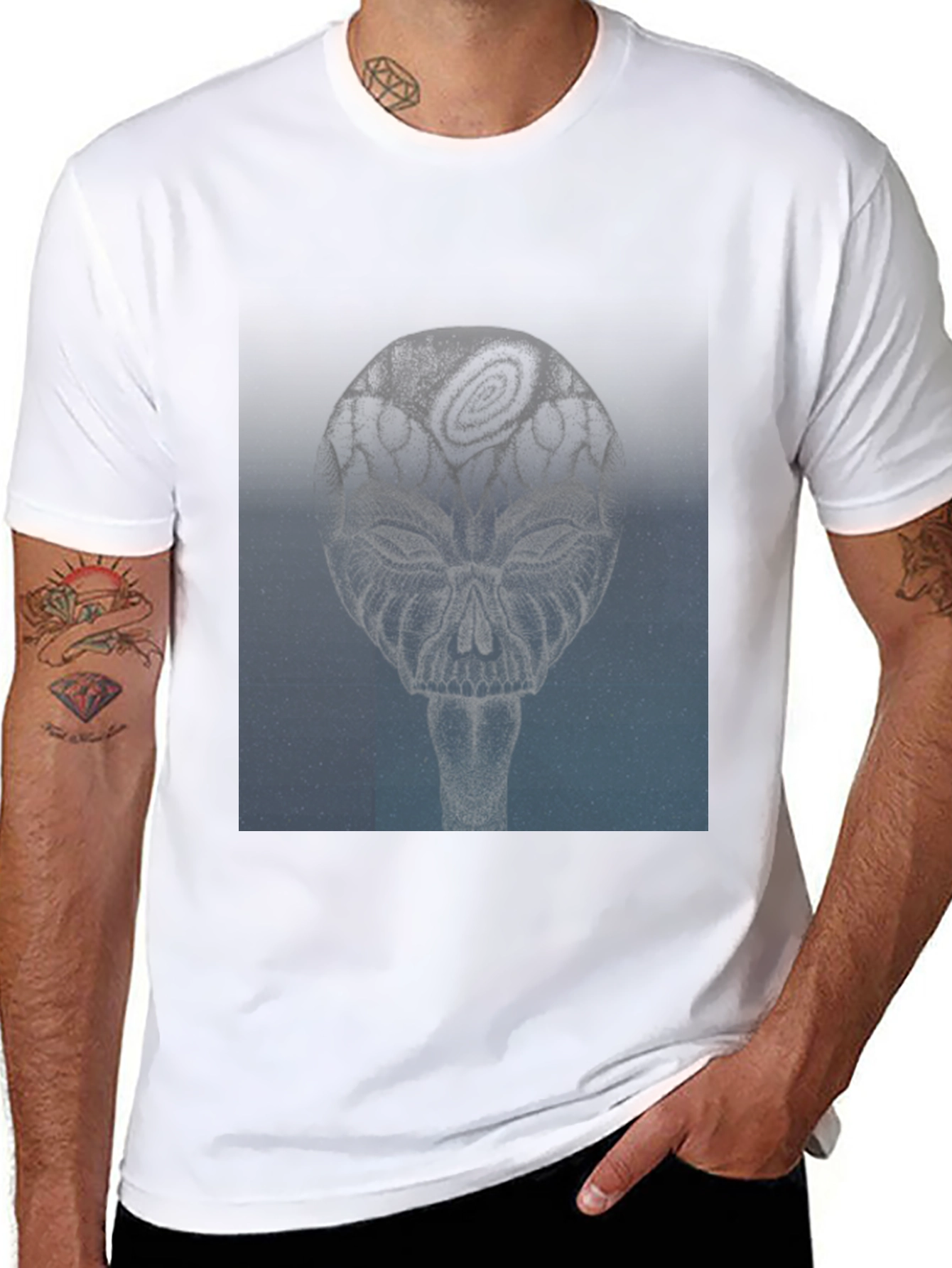 Abstract Skull Graphic Tee - Modern Style
