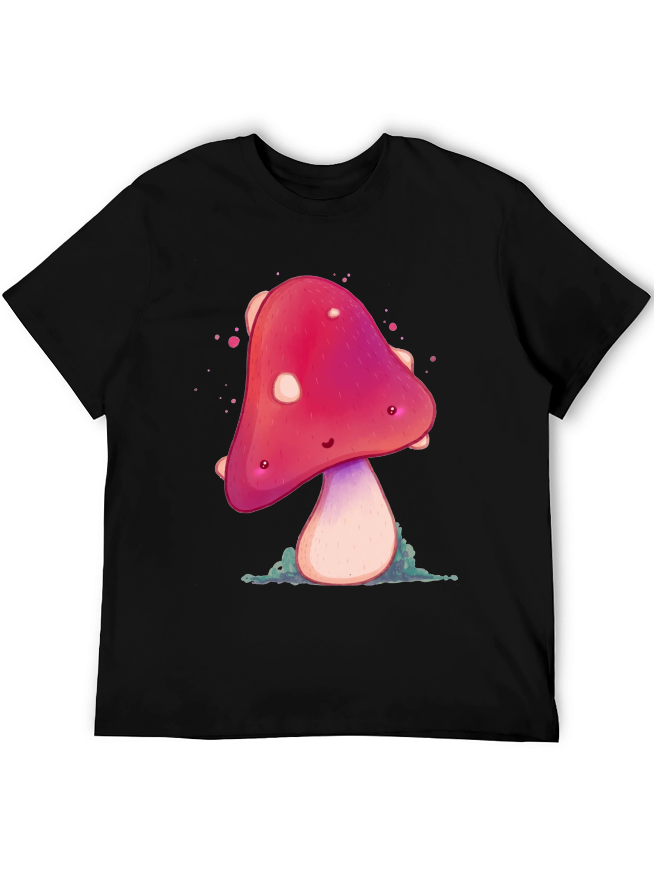 Funky Mushroom Graphic Tee - Black Cotton Blend