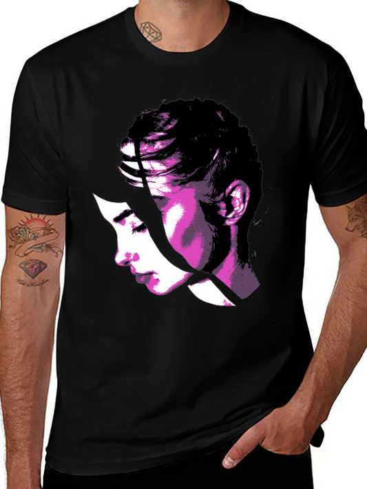 Abstract Woman Graphic Tee - Stylish Black T-Shirt