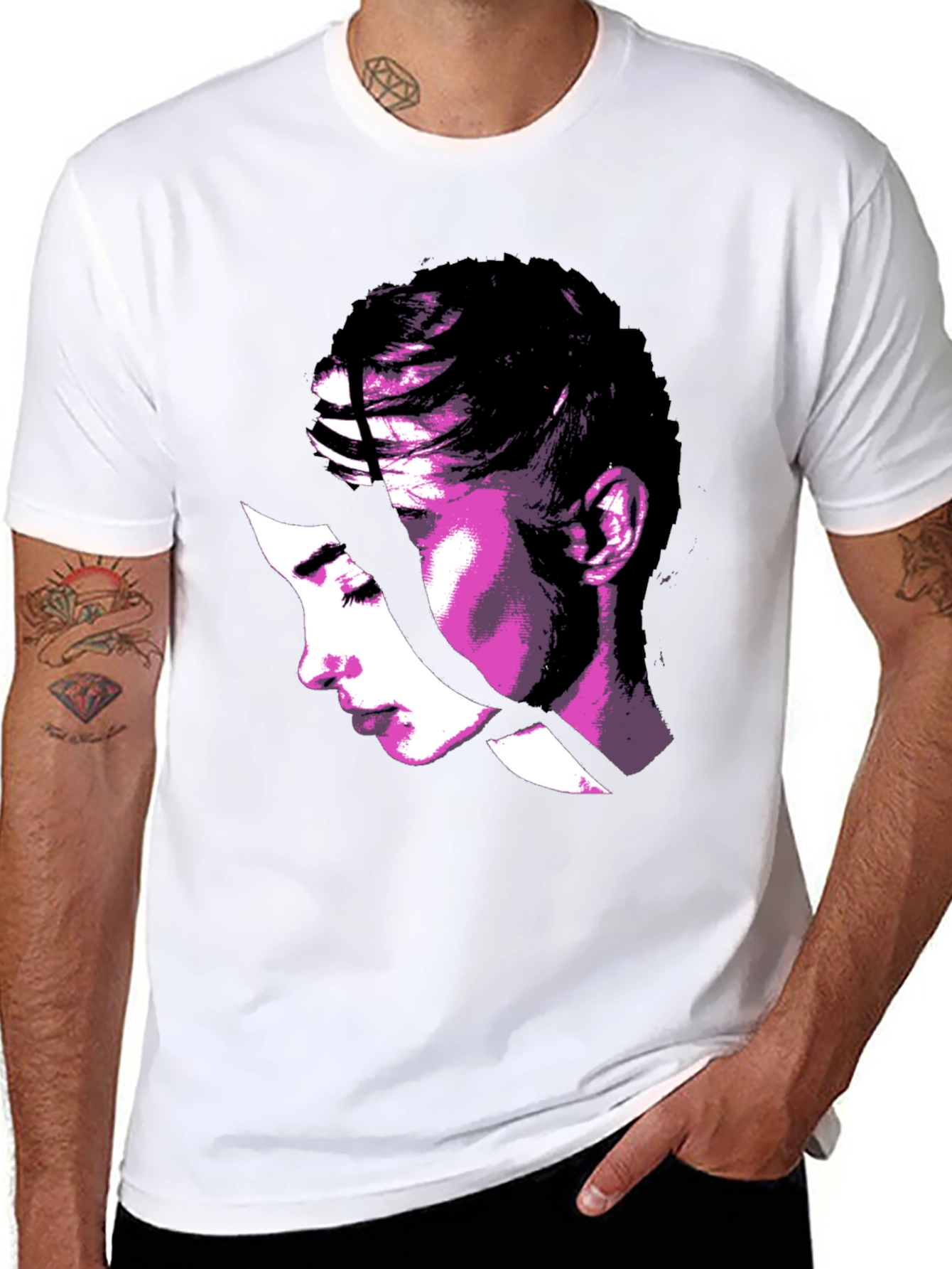 Abstract Woman Graphic Tee - Stylish Black T-Shirt