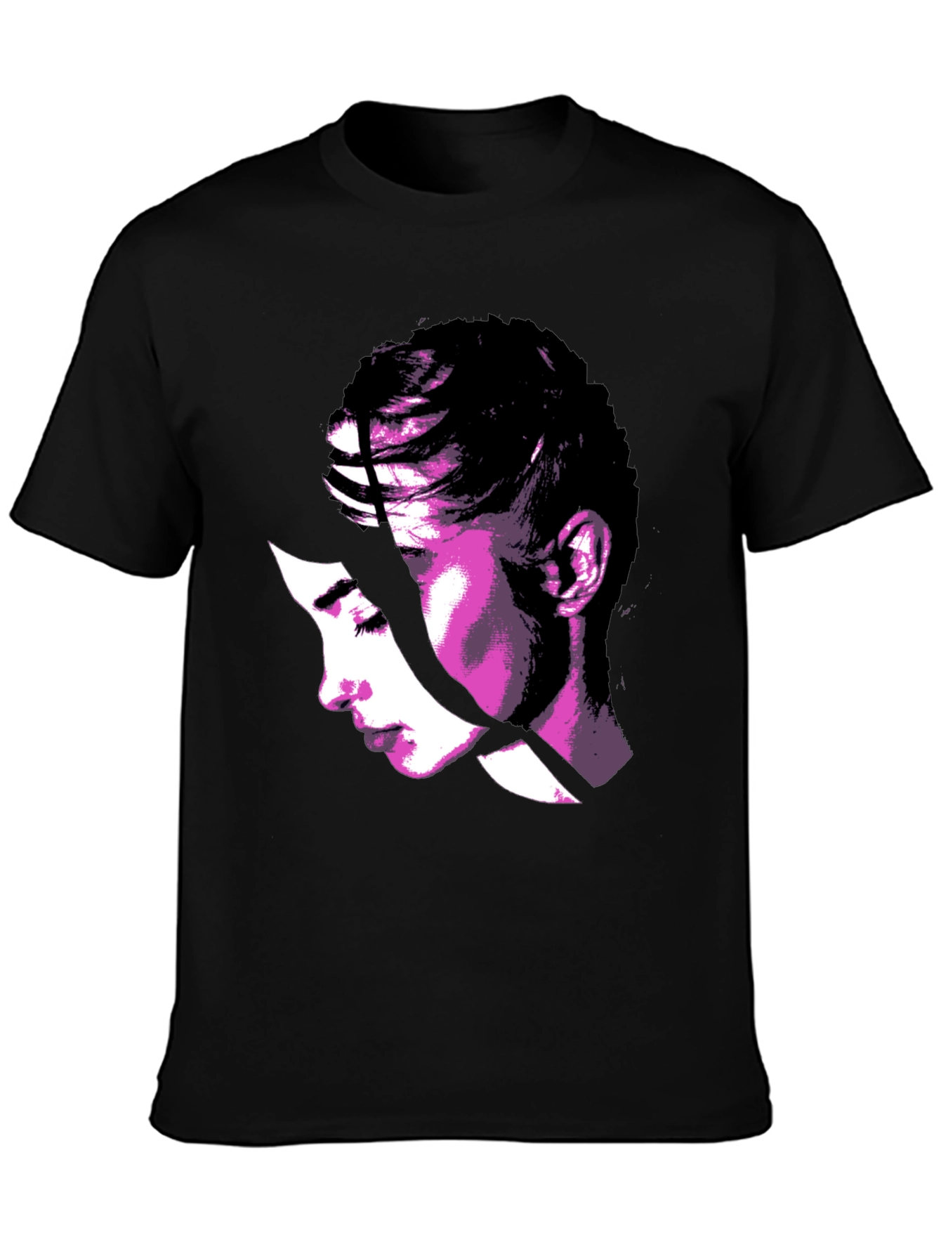 Abstract Woman Graphic Tee - Stylish Black T-Shirt