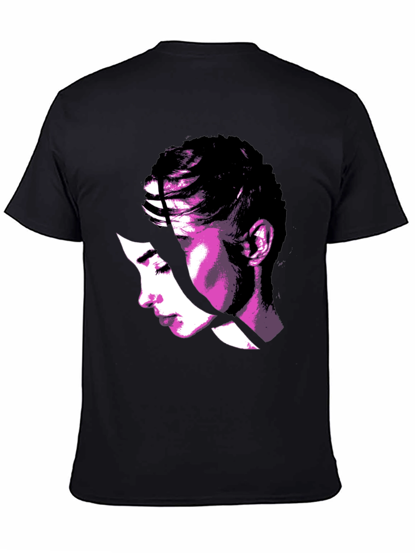 Abstract Woman Graphic Tee - Stylish Black T-Shirt