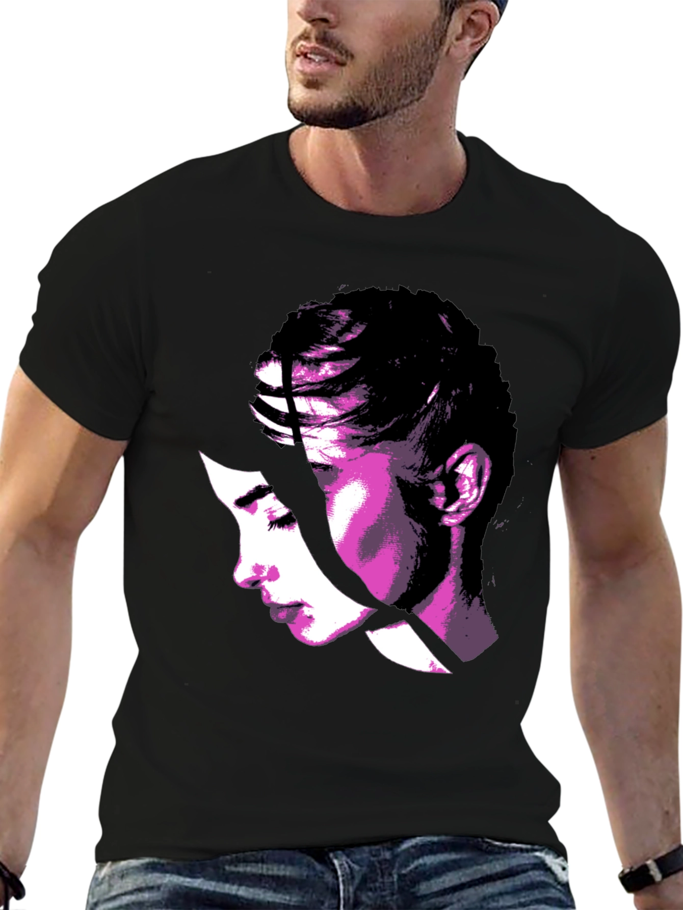Abstract Woman Graphic Tee - Stylish Black T-Shirt