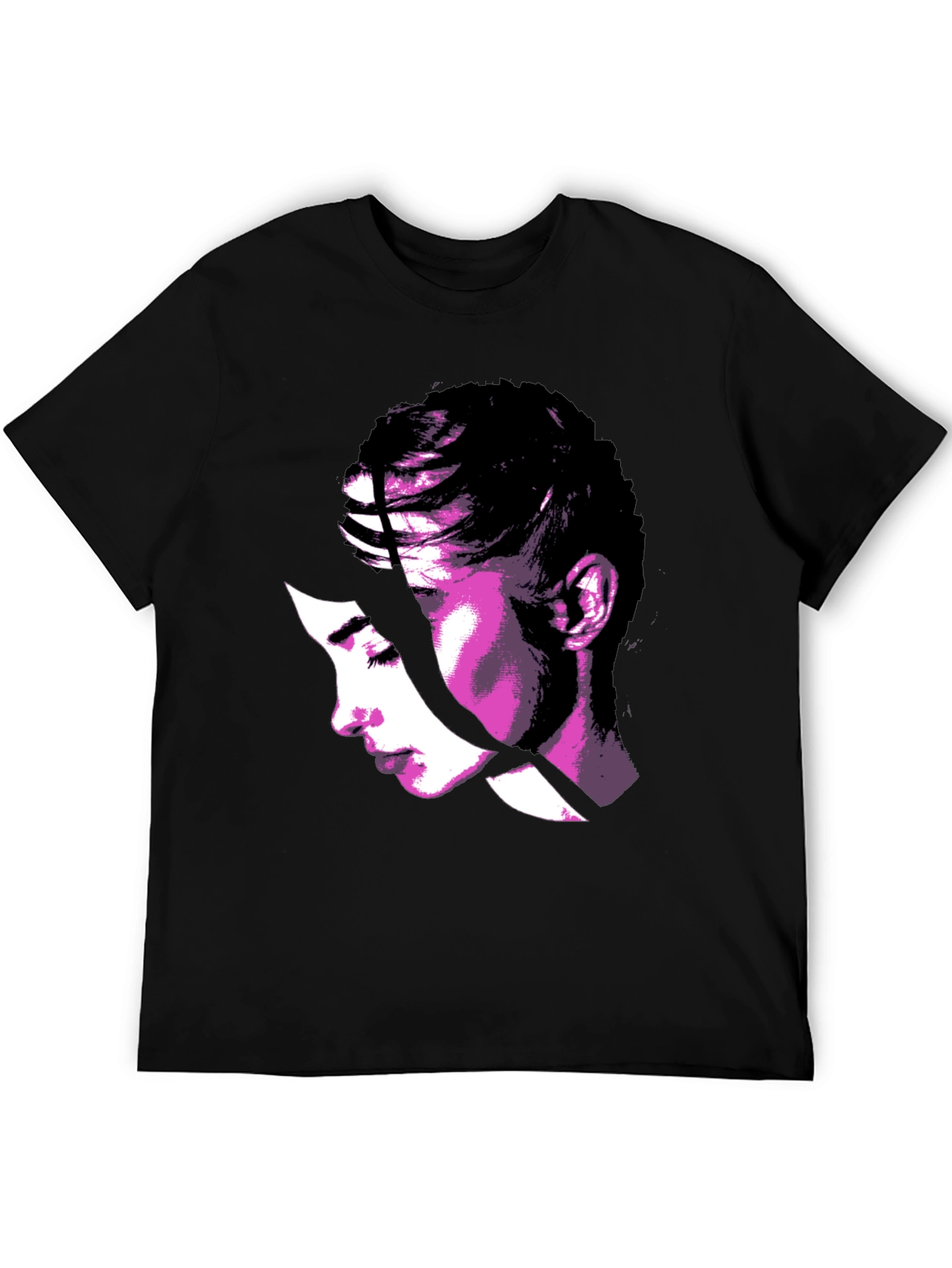 Abstract Woman Graphic Tee - Stylish Black T-Shirt