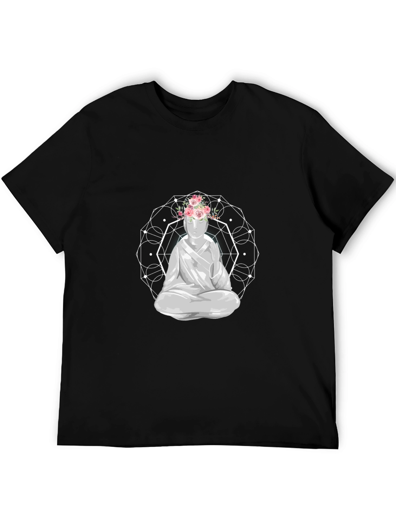 Floral Buddha Graphic Tee - Meditative Style