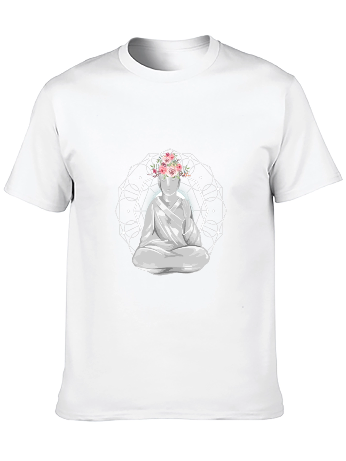 Floral Buddha Graphic Tee - Meditative Style
