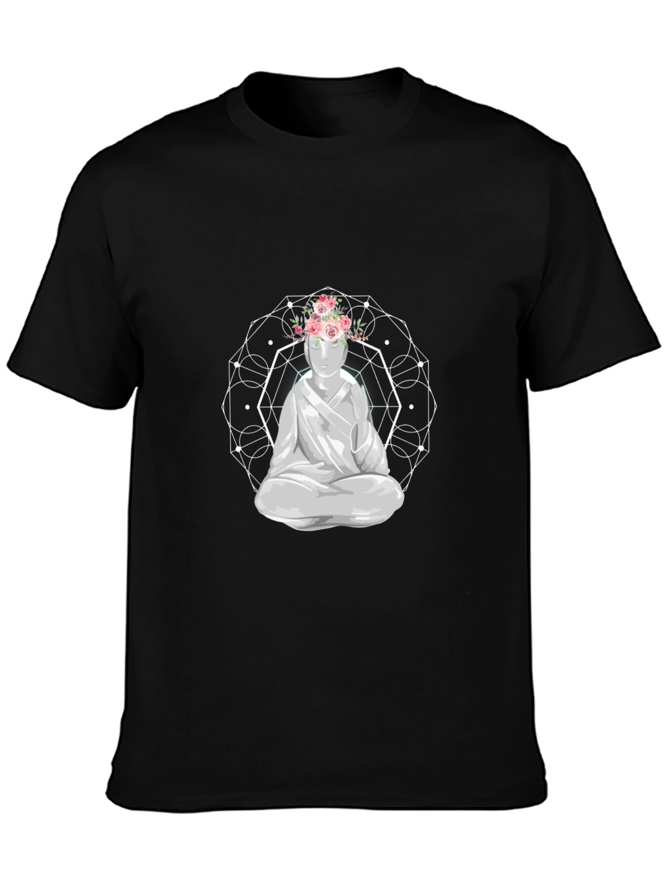 Floral Buddha Graphic Tee - Meditative Style