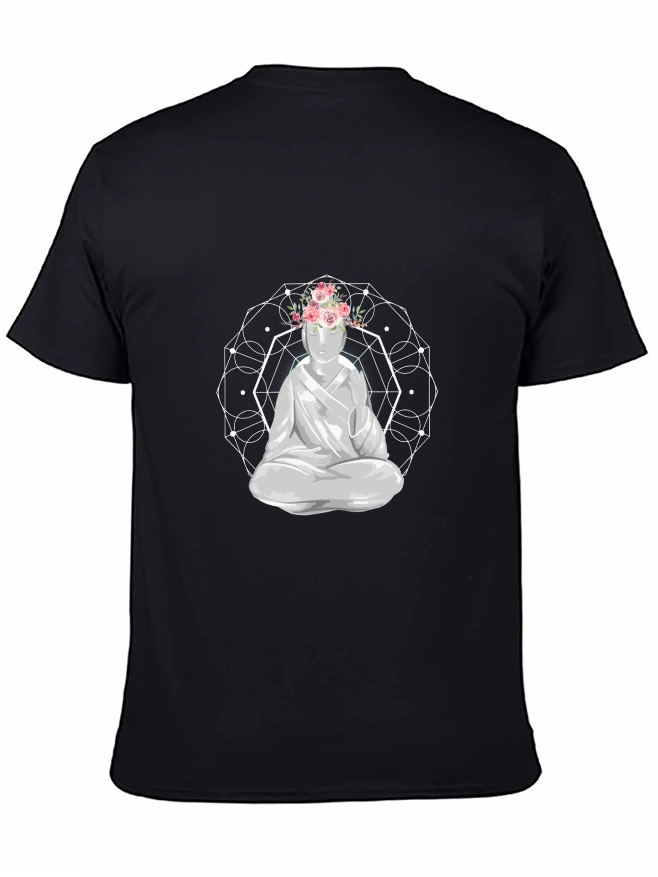 Floral Buddha Graphic Tee - Meditative Style