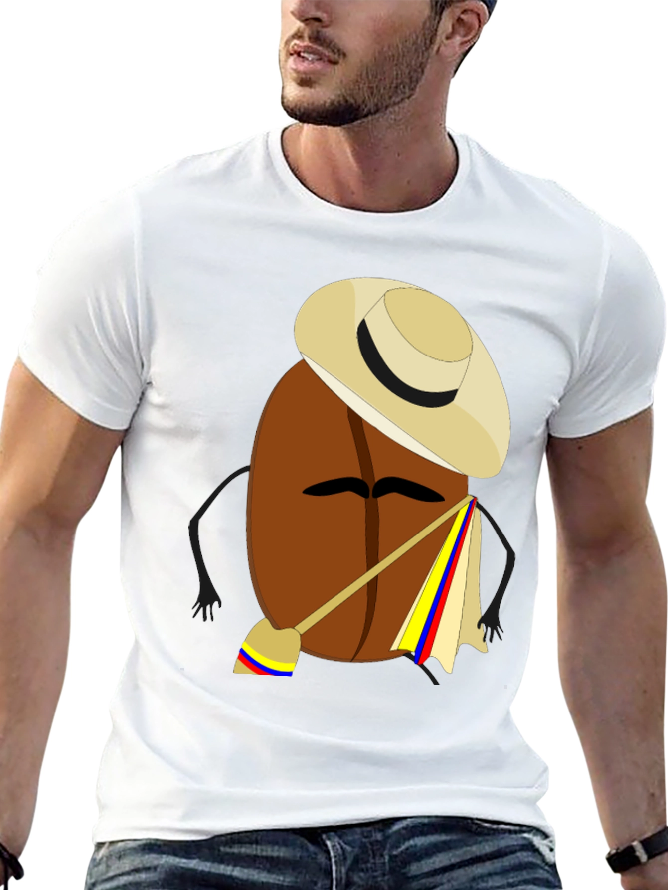 Colombian Coffee Bean Cartoon T-Shirt