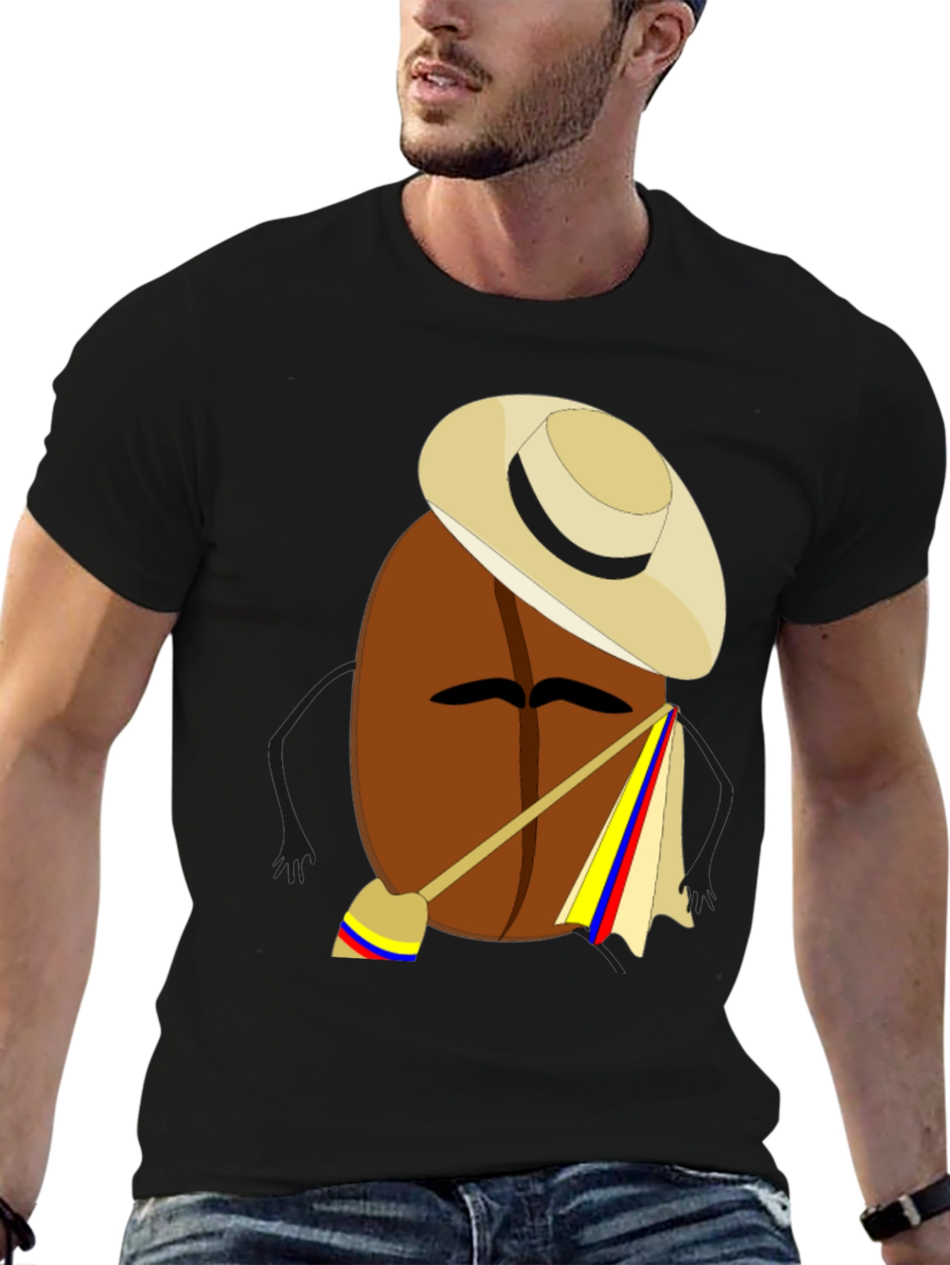 Colombian Coffee Bean Cartoon T-Shirt