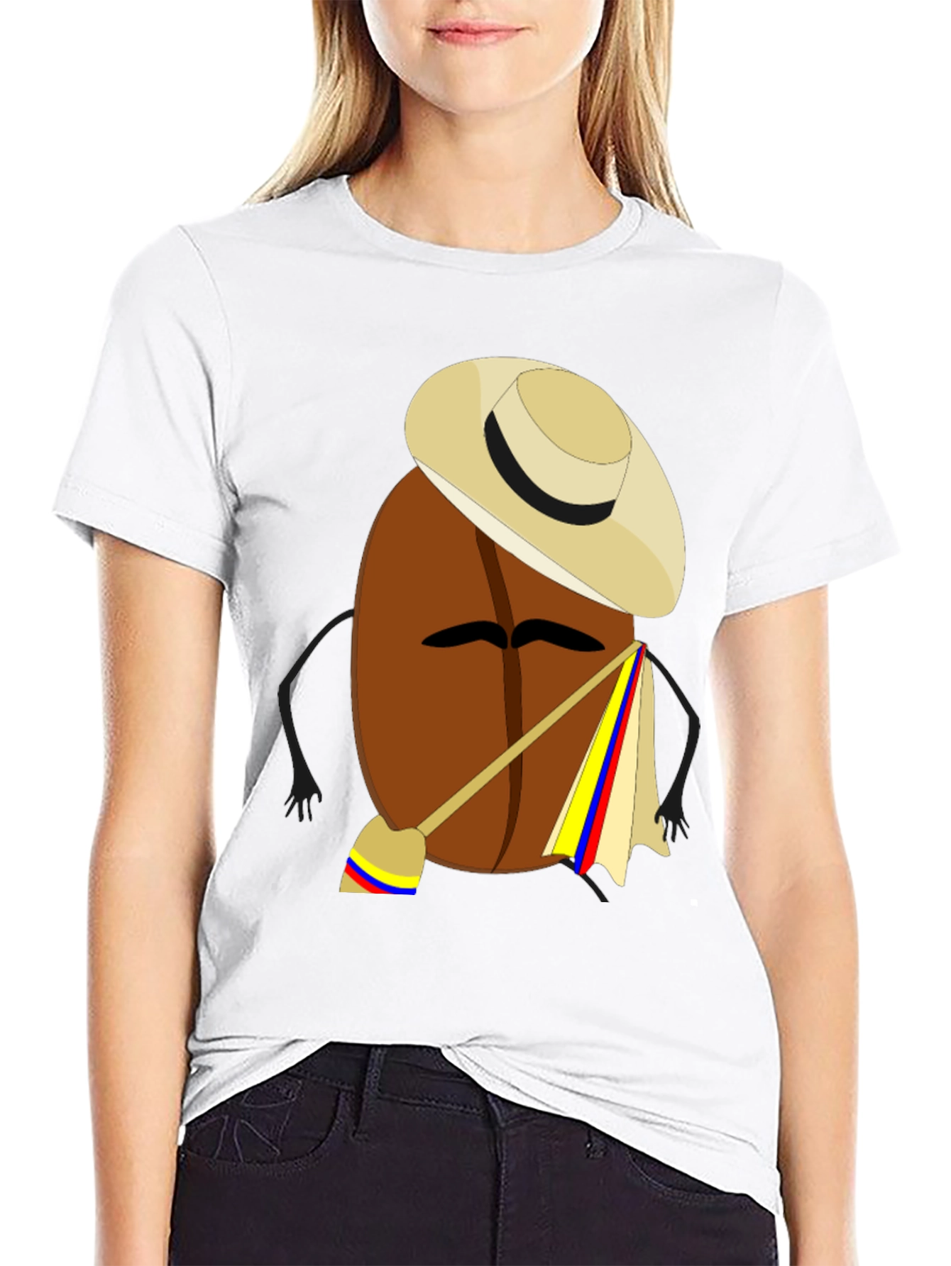 Colombian Coffee Bean Cartoon T-Shirt