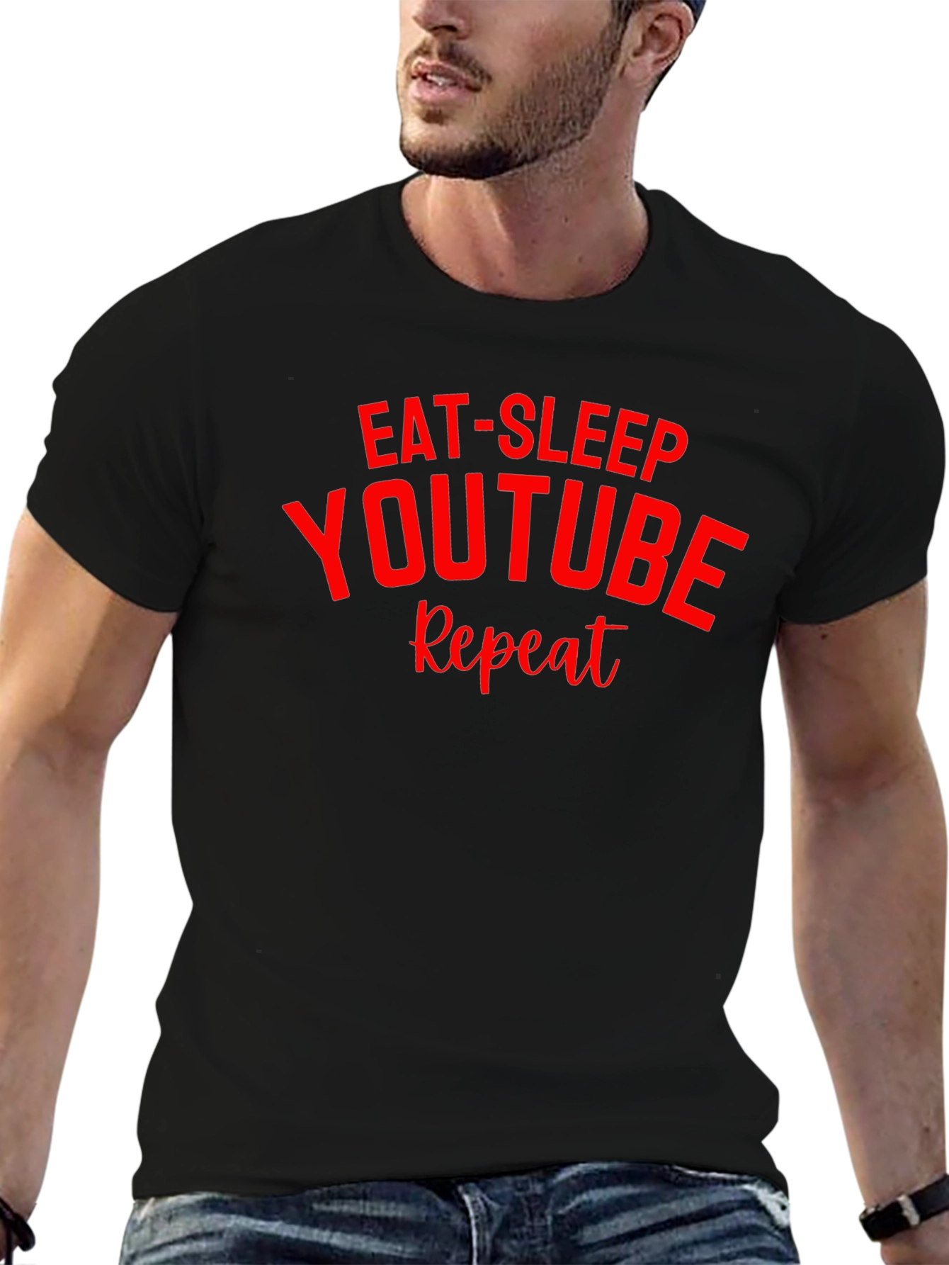 Eat Sleep YouTube Repeat Black T-Shirt