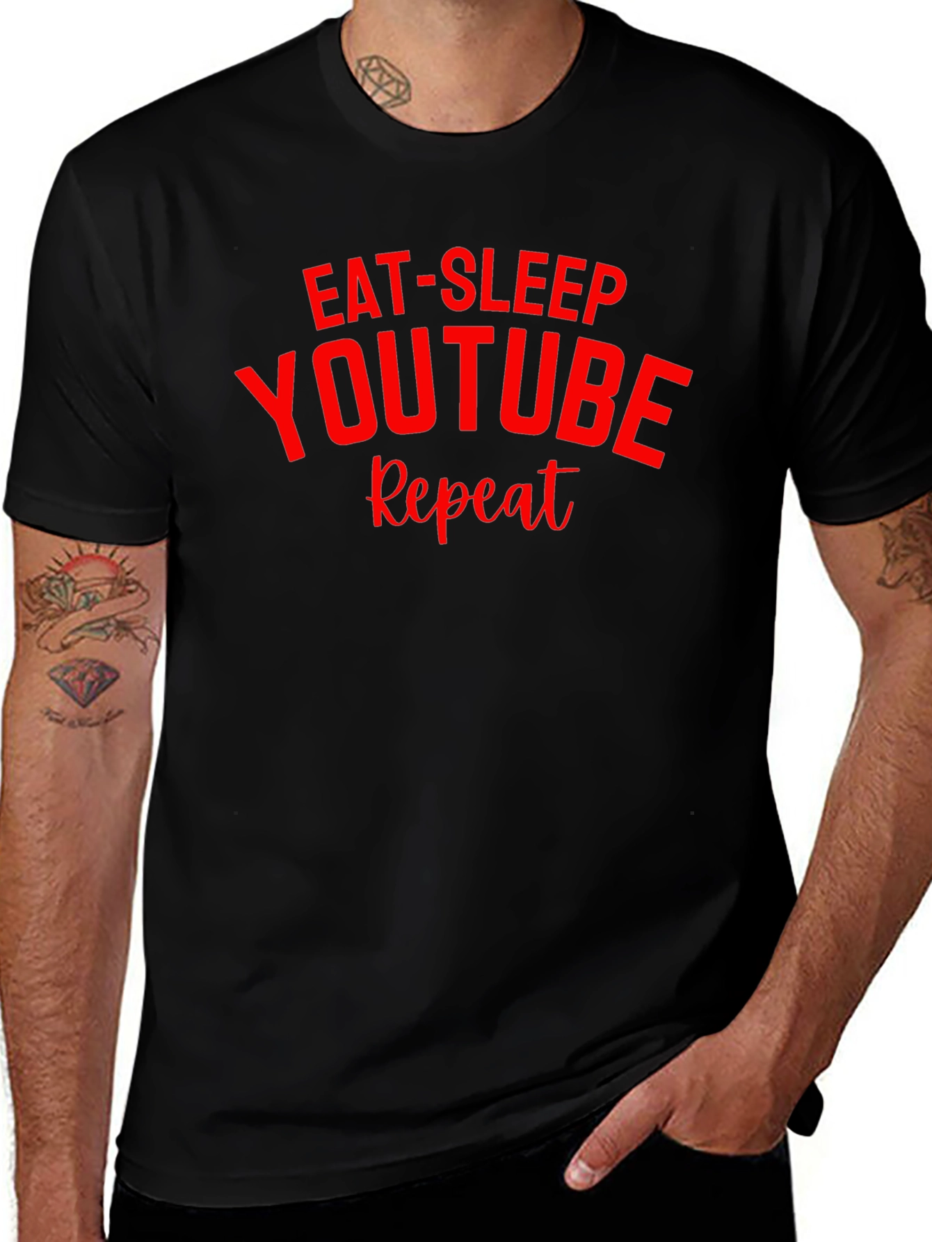 Eat Sleep YouTube Repeat Black T-Shirt