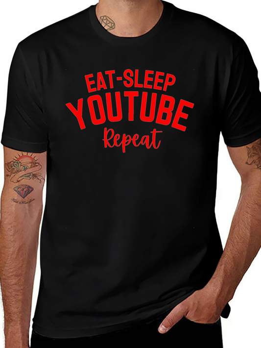 Eat Sleep YouTube Repeat Black T-Shirt