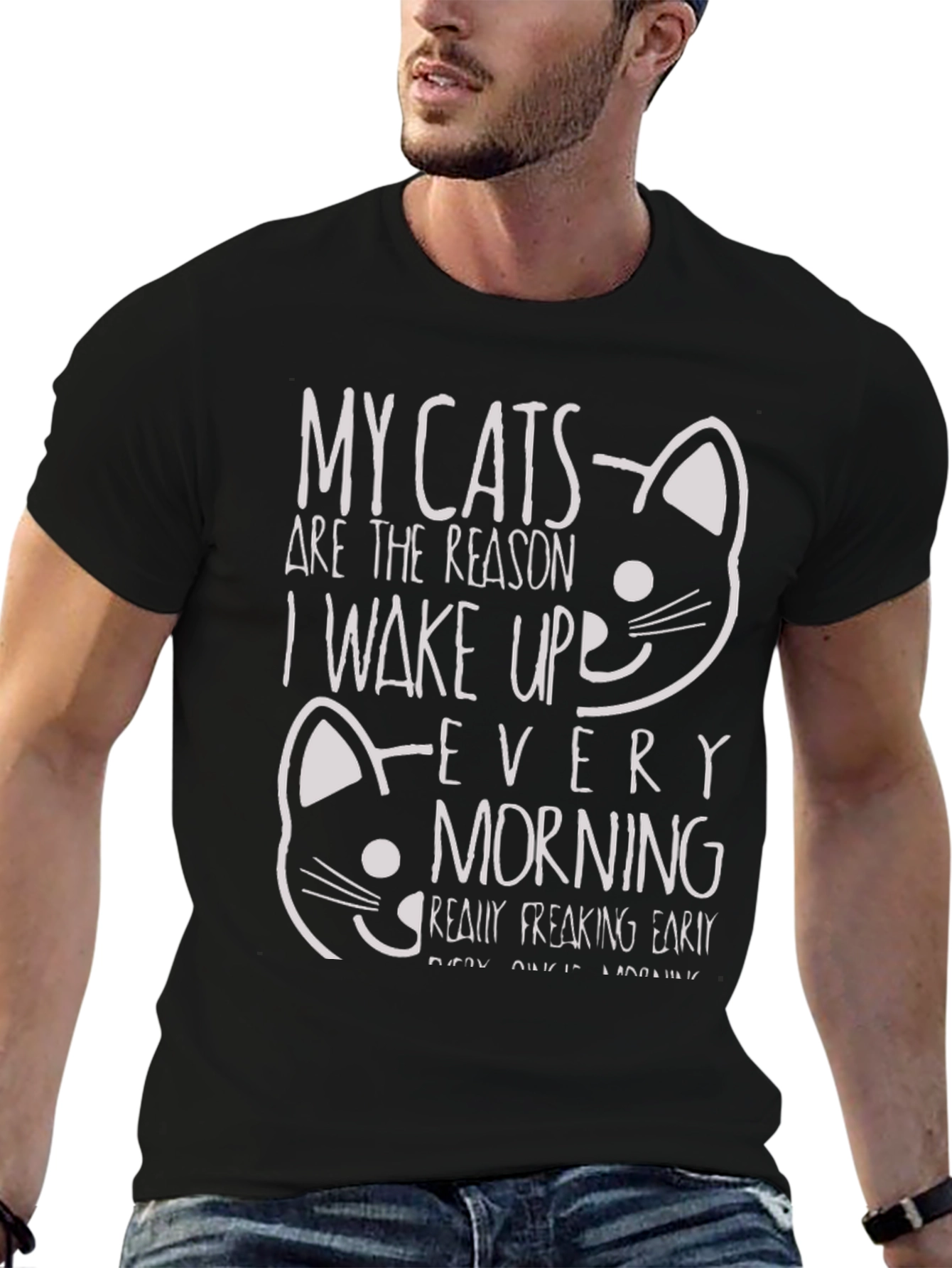 Funny Cat T-Shirt: My Cats Wake Me Up Early