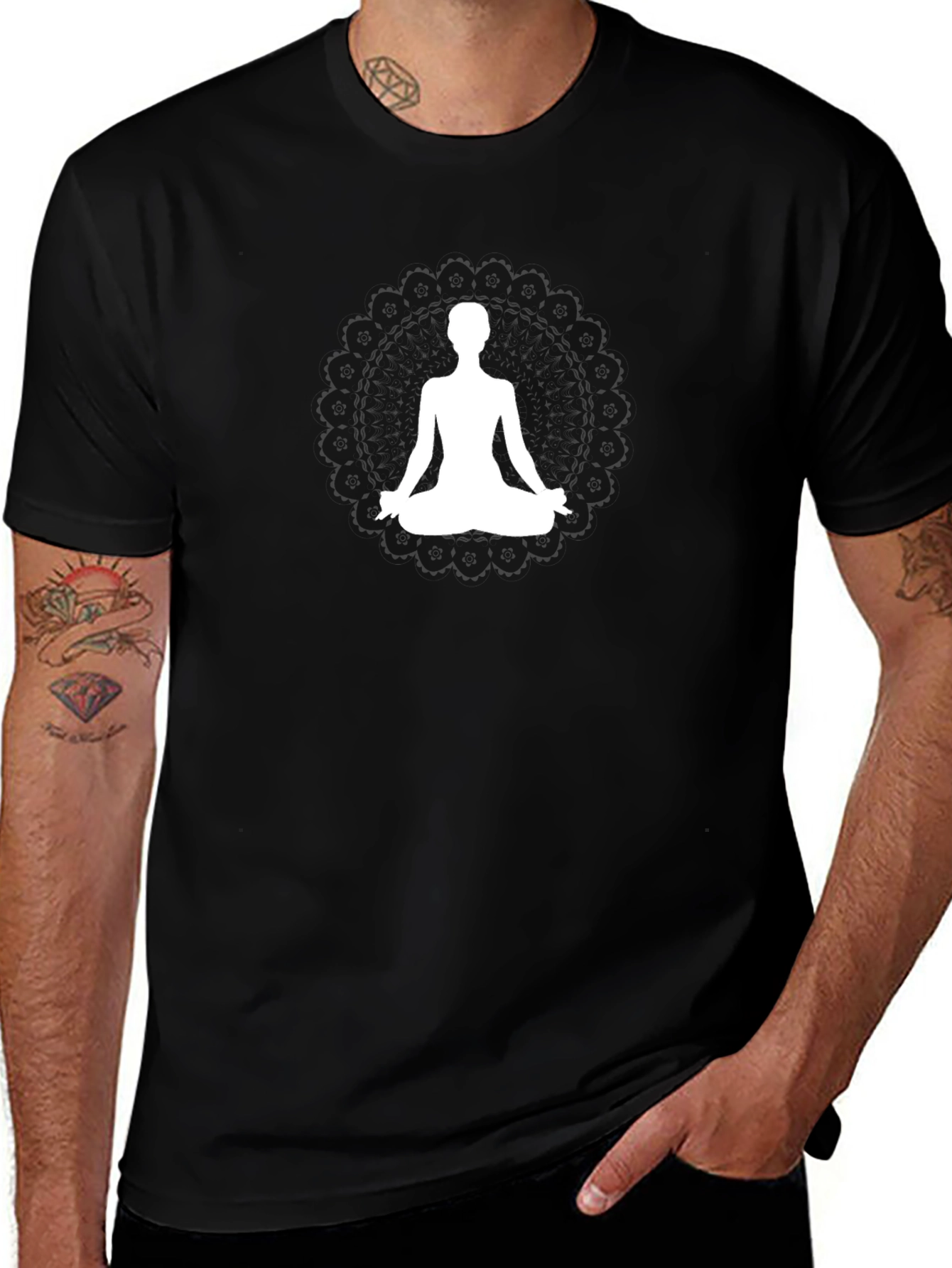 Meditative Mandala Mens T-Shirt - Black