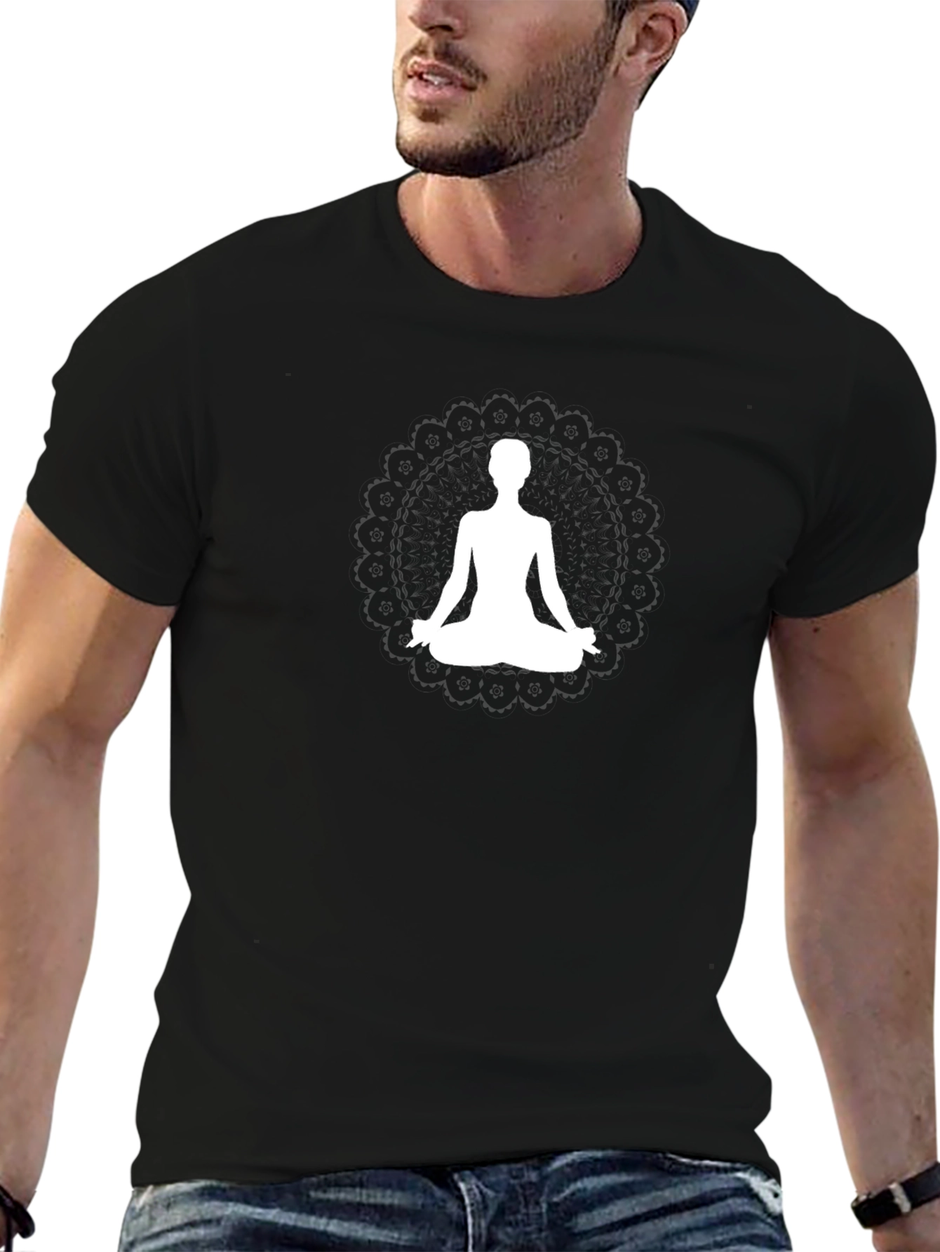 Meditative Mandala Mens T-Shirt - Black
