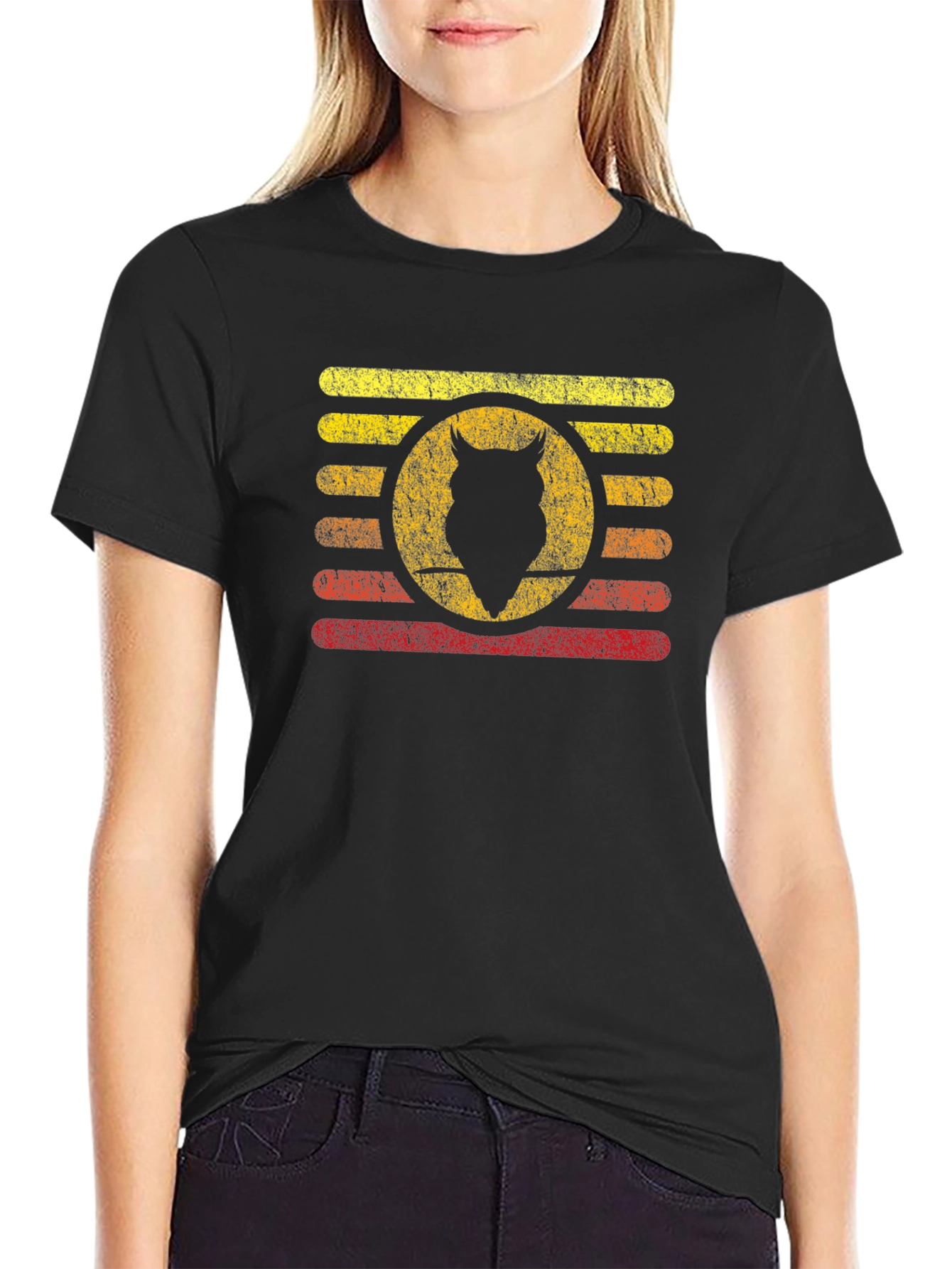 Retro Owl Silhouette Graphic T-Shirt