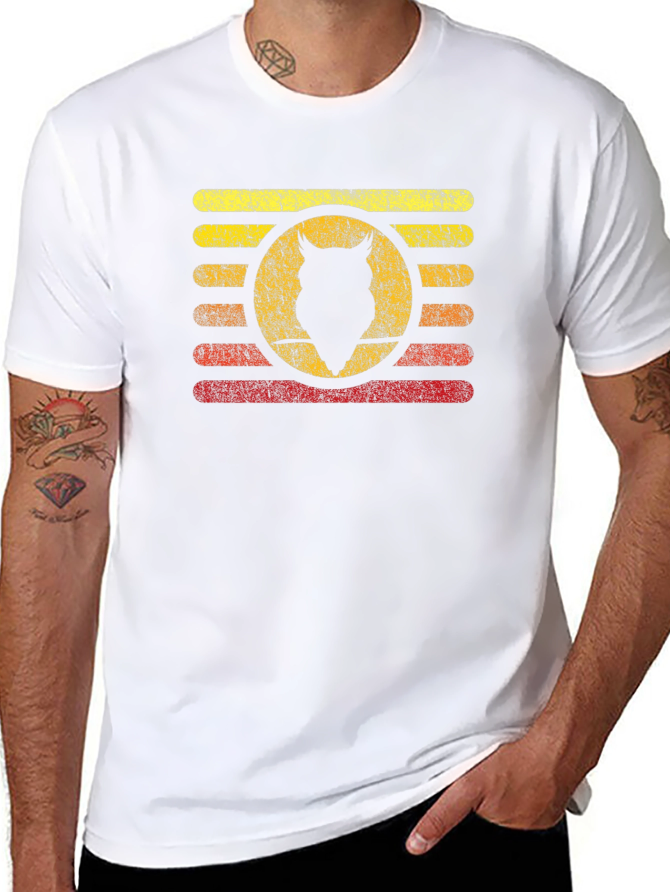 Retro Owl Silhouette Graphic T-Shirt