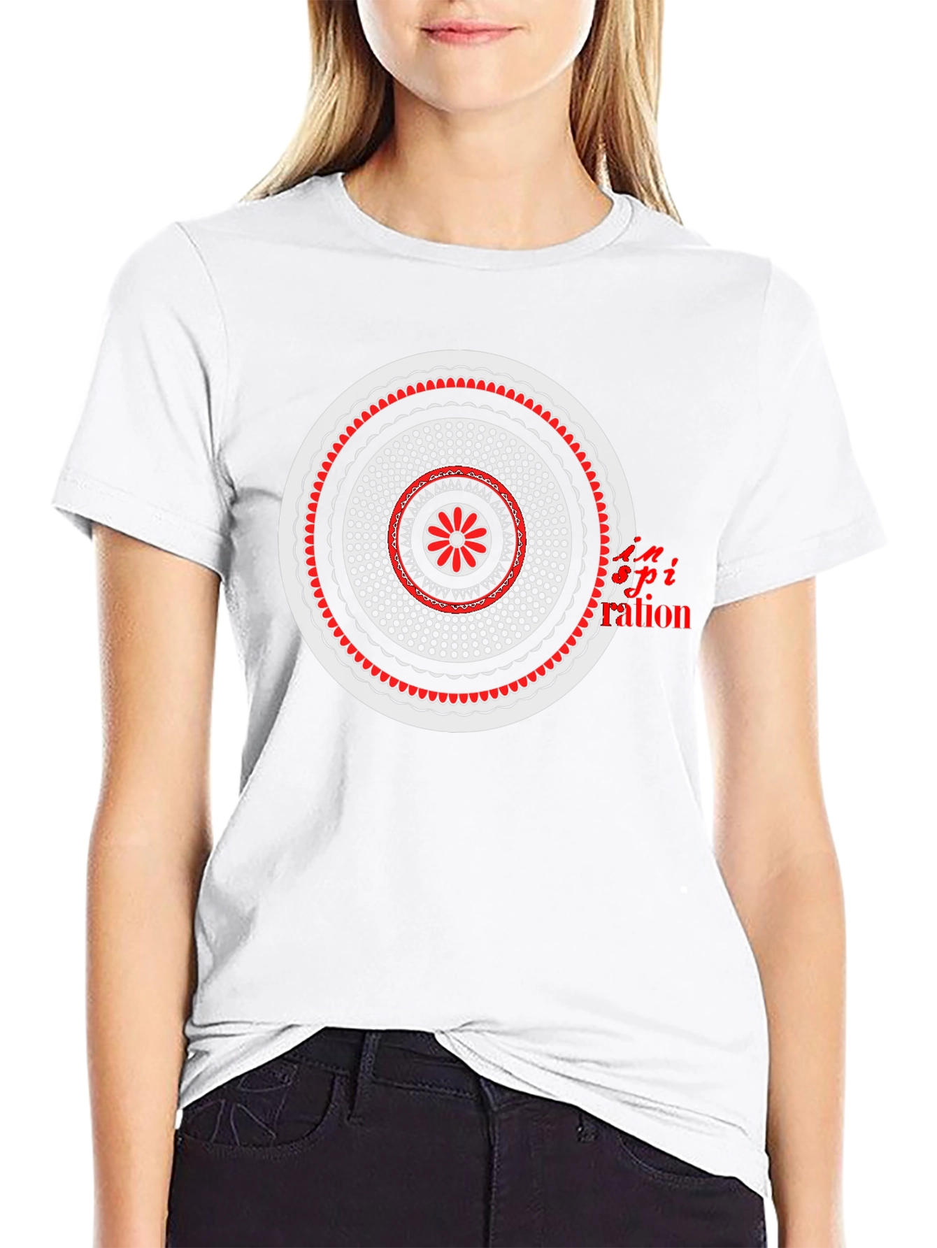 Black Graphic Tee - Circle Mandala Design