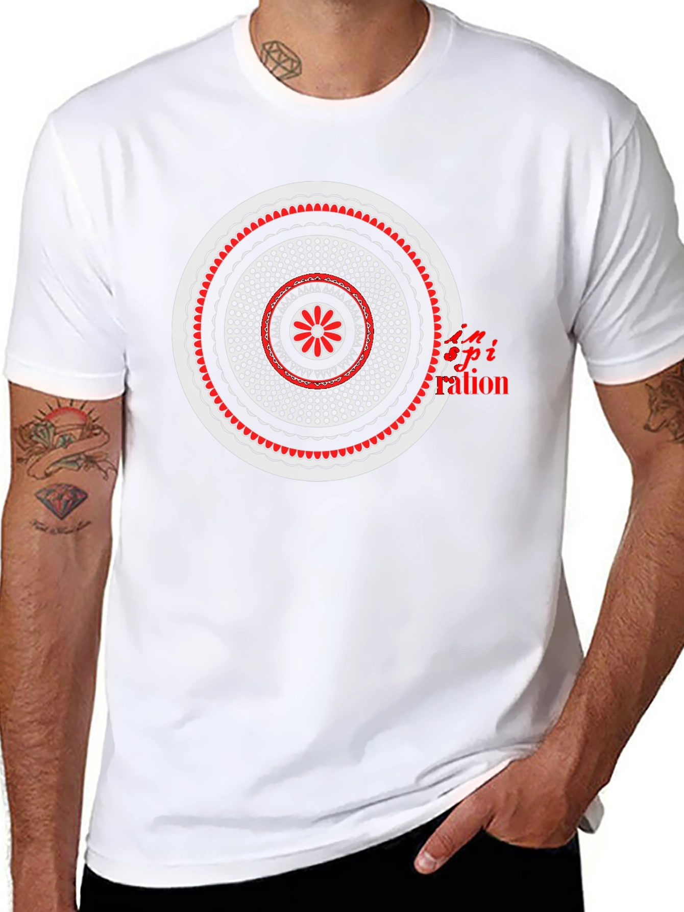 Black Graphic Tee - Circle Mandala Design