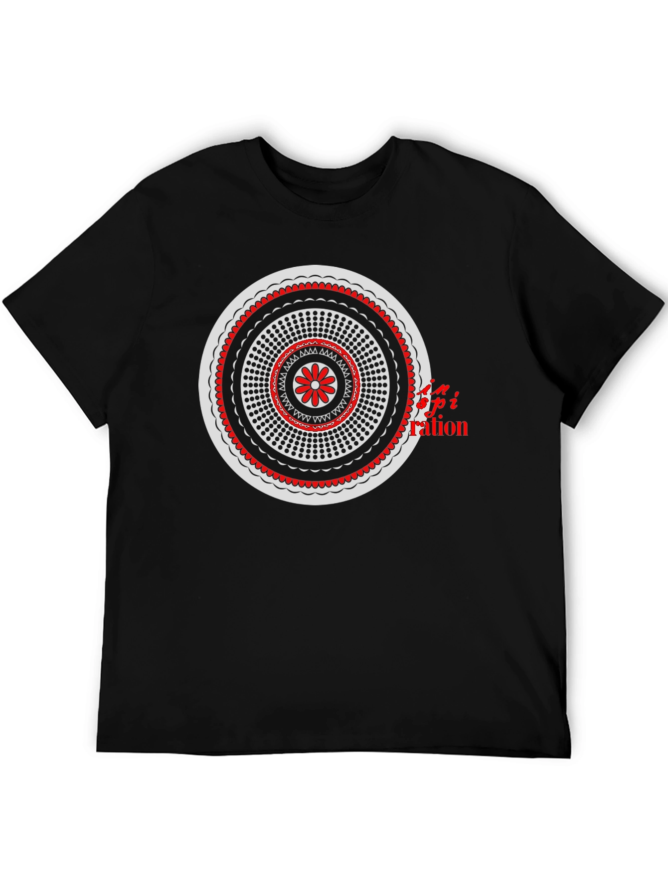 Black Graphic Tee - Circle Mandala Design