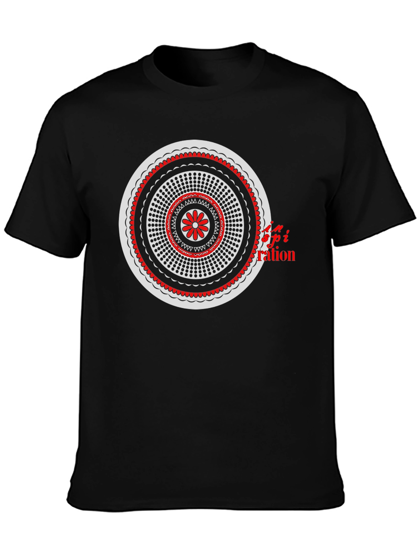 Black Graphic Tee - Circle Mandala Design