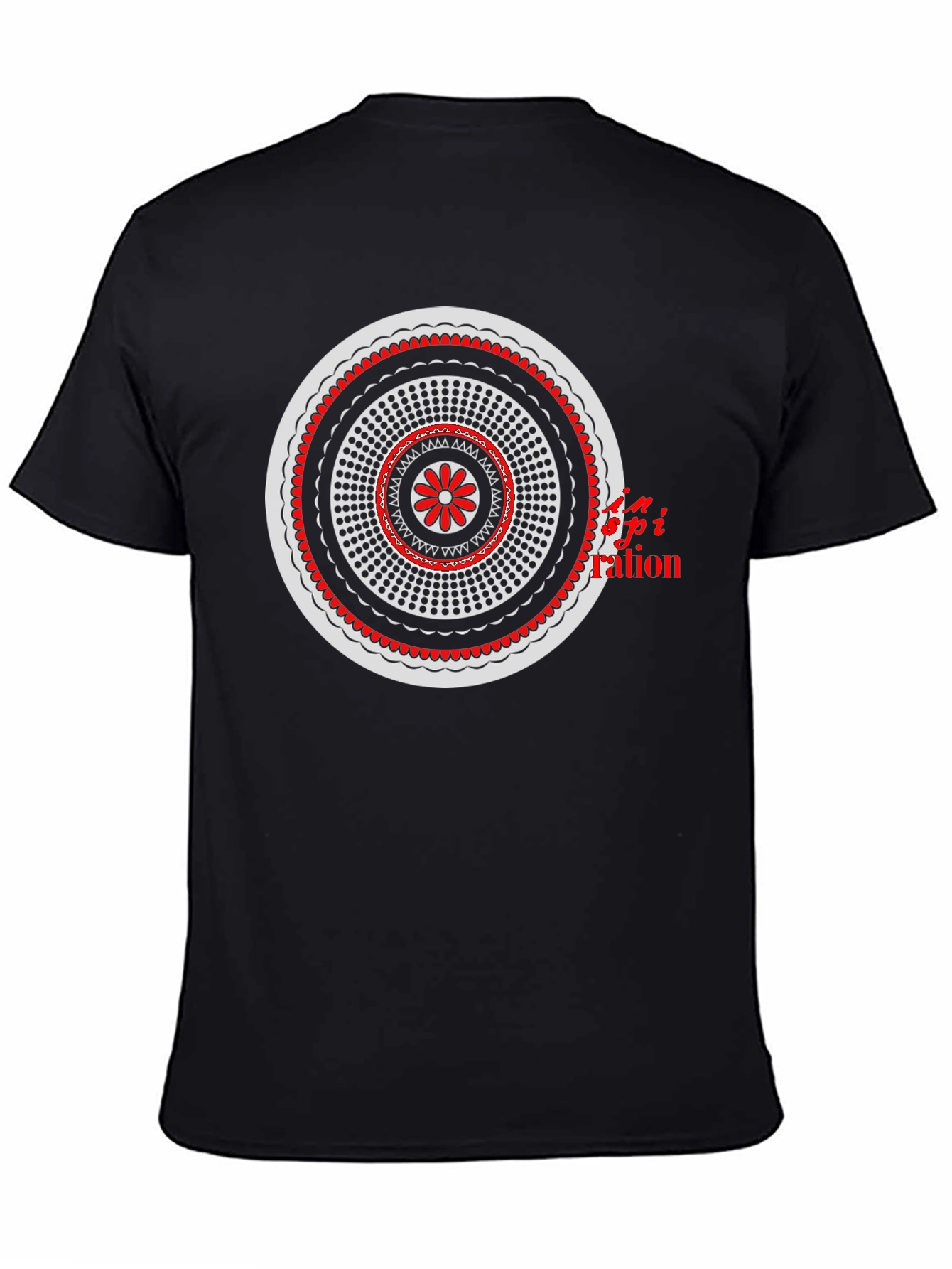 Black Graphic Tee - Circle Mandala Design