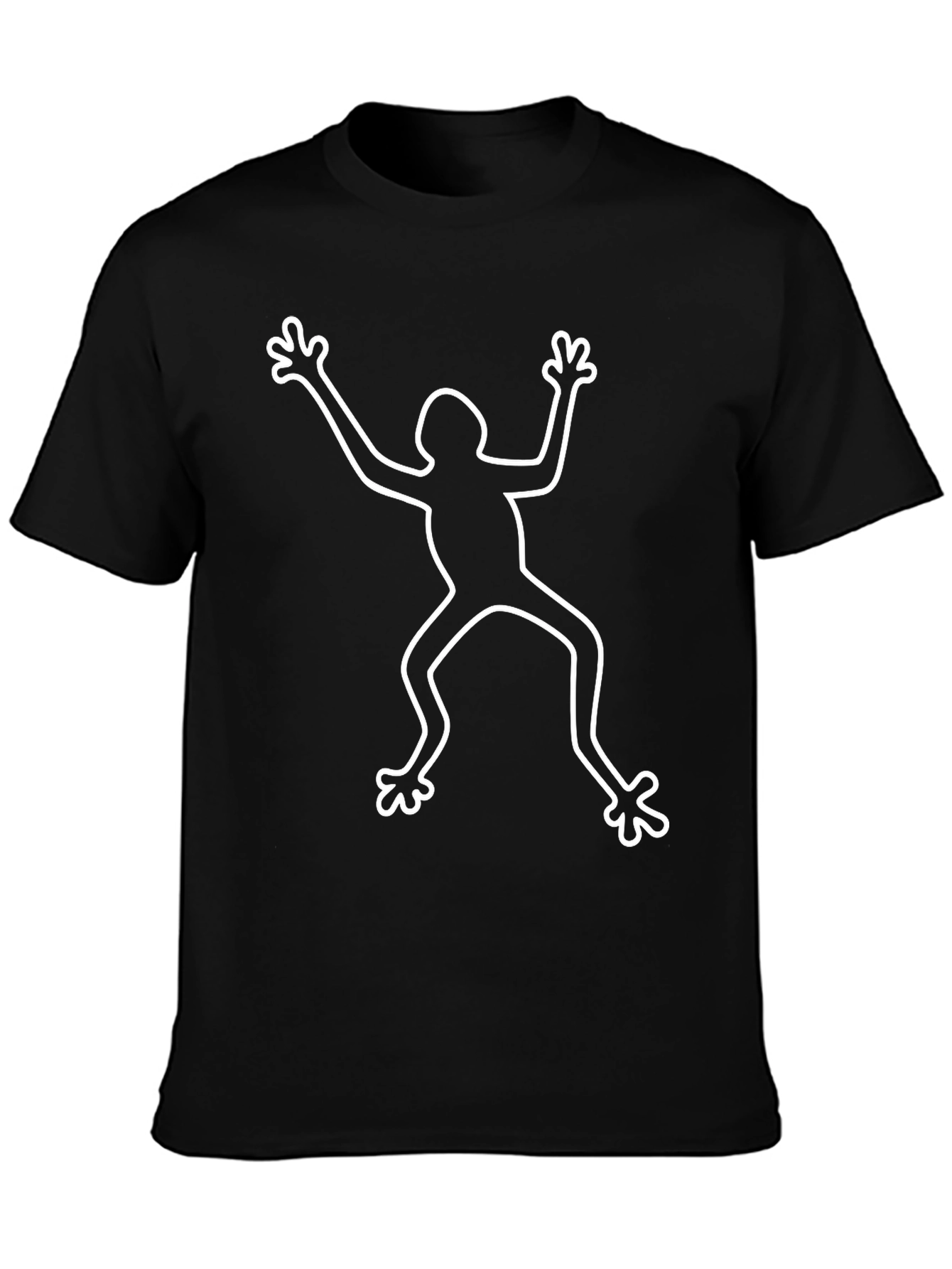 Mens Black T-Shirt with White Figure Graphic