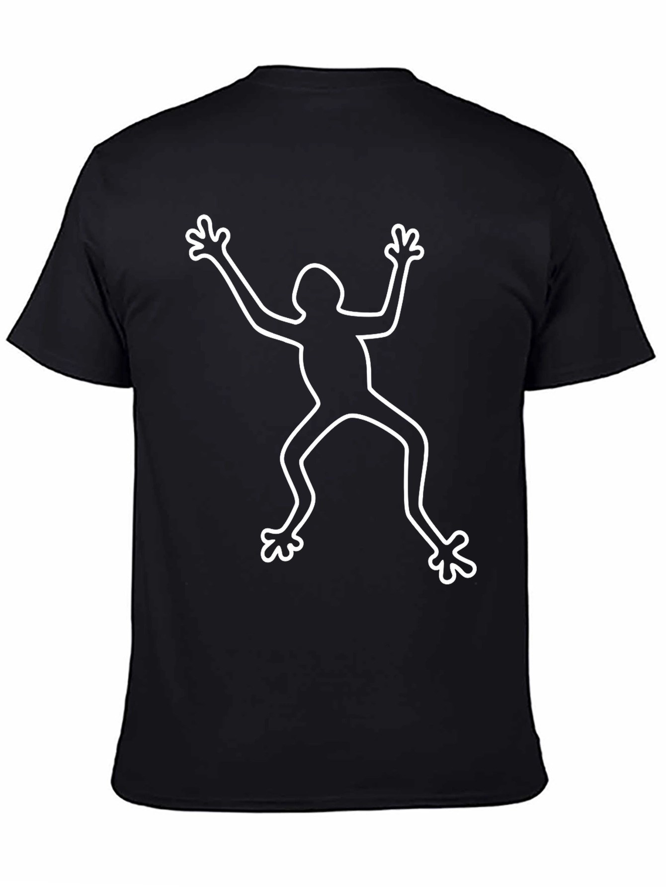 Mens Black T-Shirt with White Figure Graphic