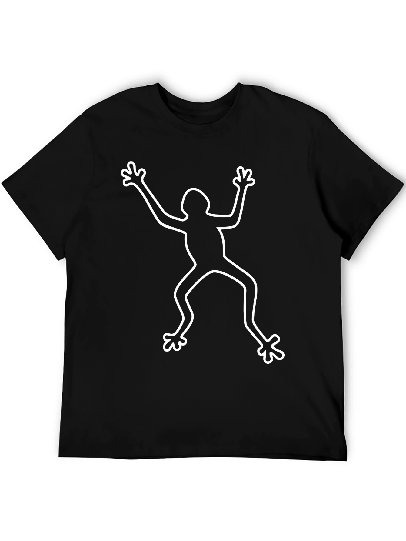 Mens Black T-Shirt with White Figure Graphic