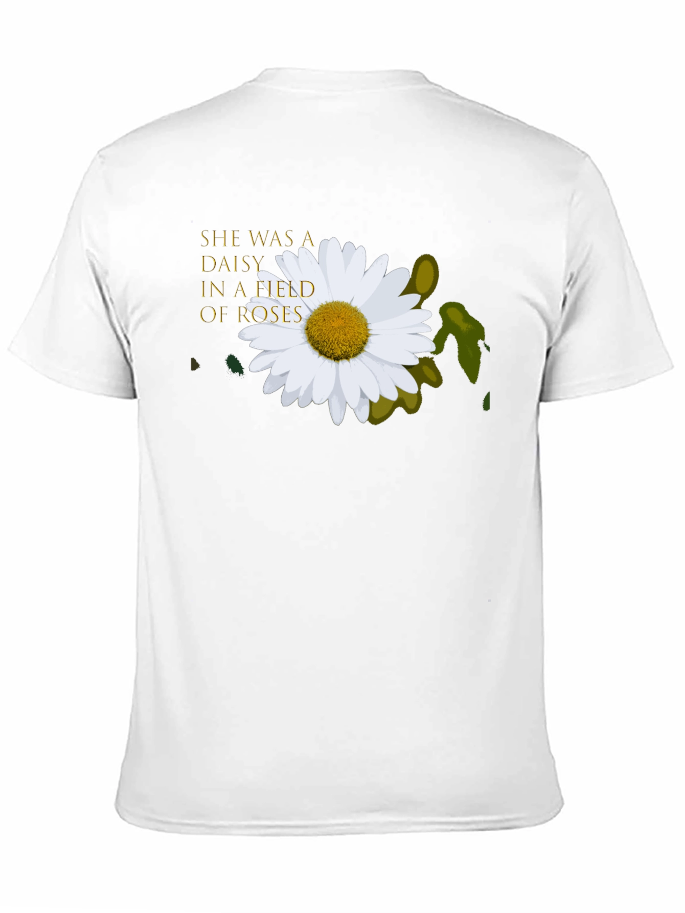 Daisy In A Field of Roses Black T-Shirt