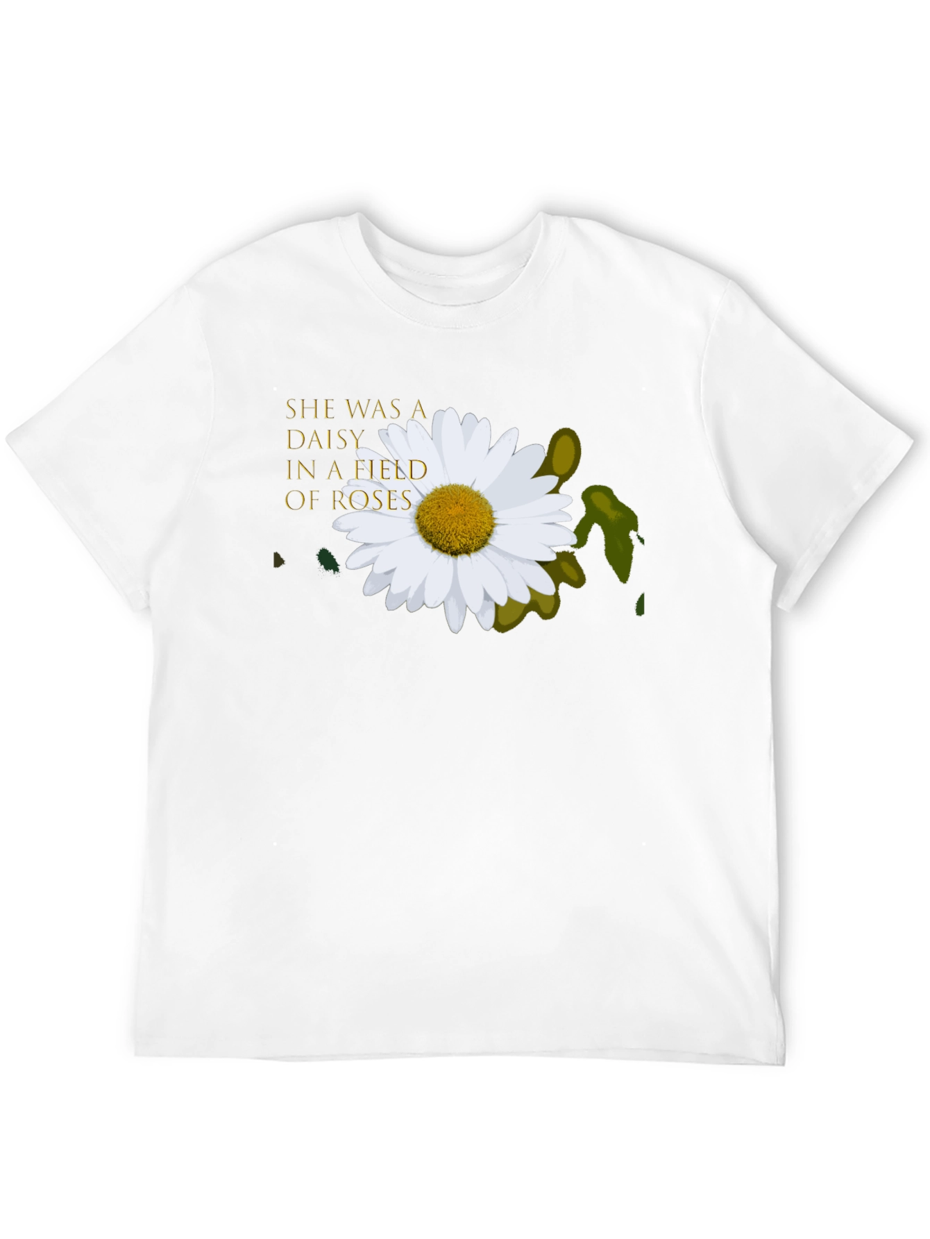 Daisy In A Field of Roses Black T-Shirt