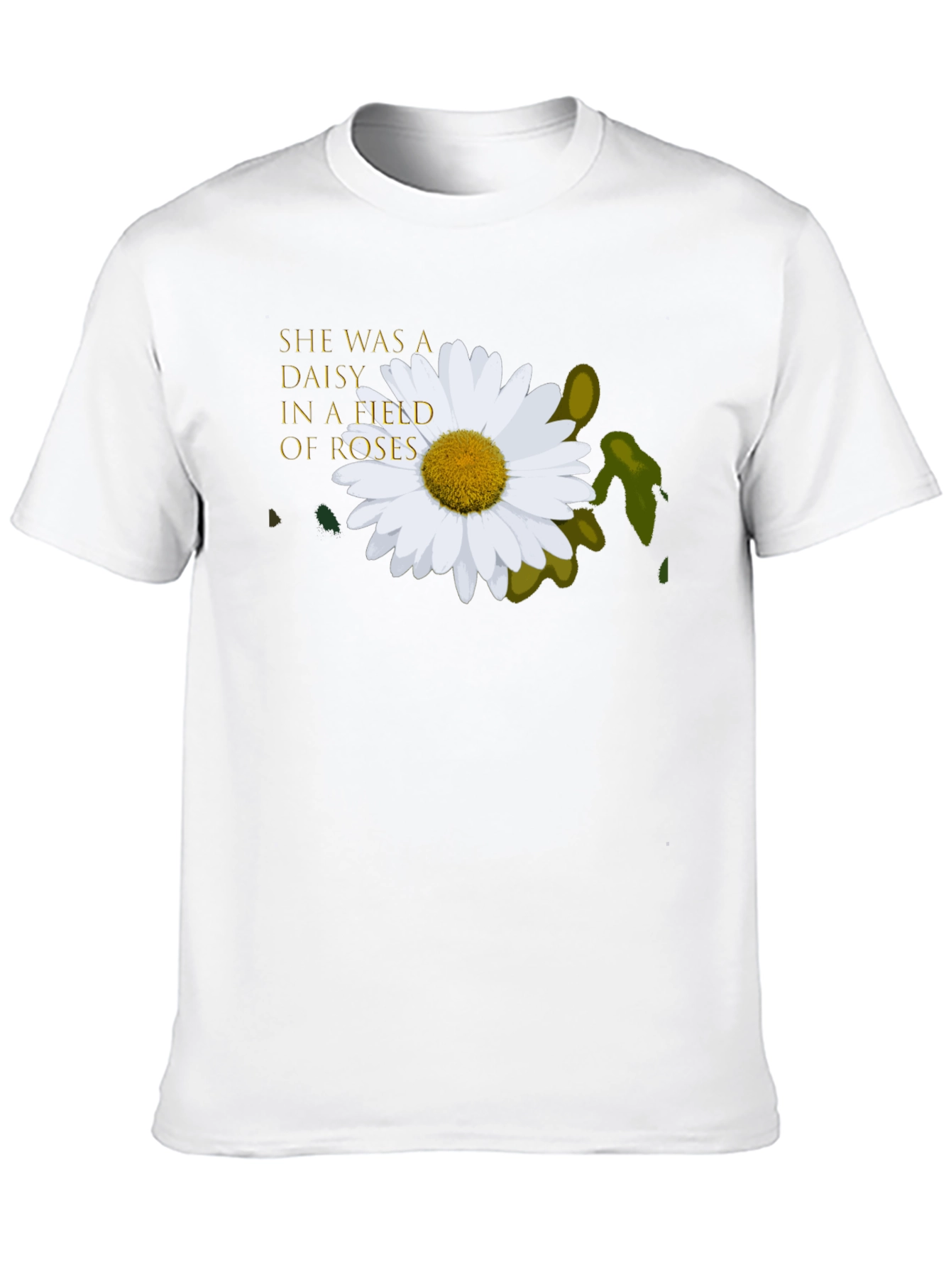 Daisy In A Field of Roses Black T-Shirt