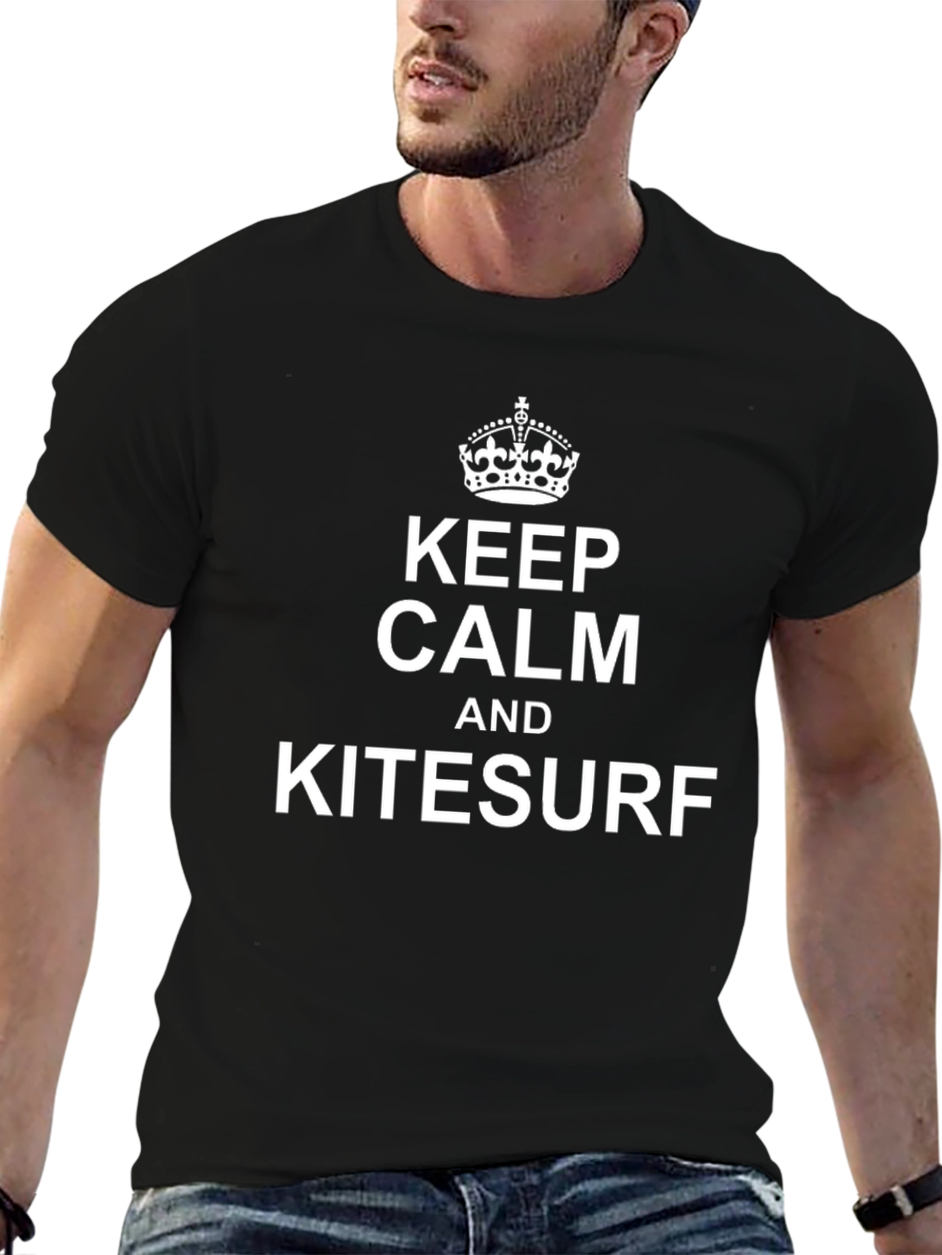 Keep Calm and Kitesurf Black Graphic Tee
