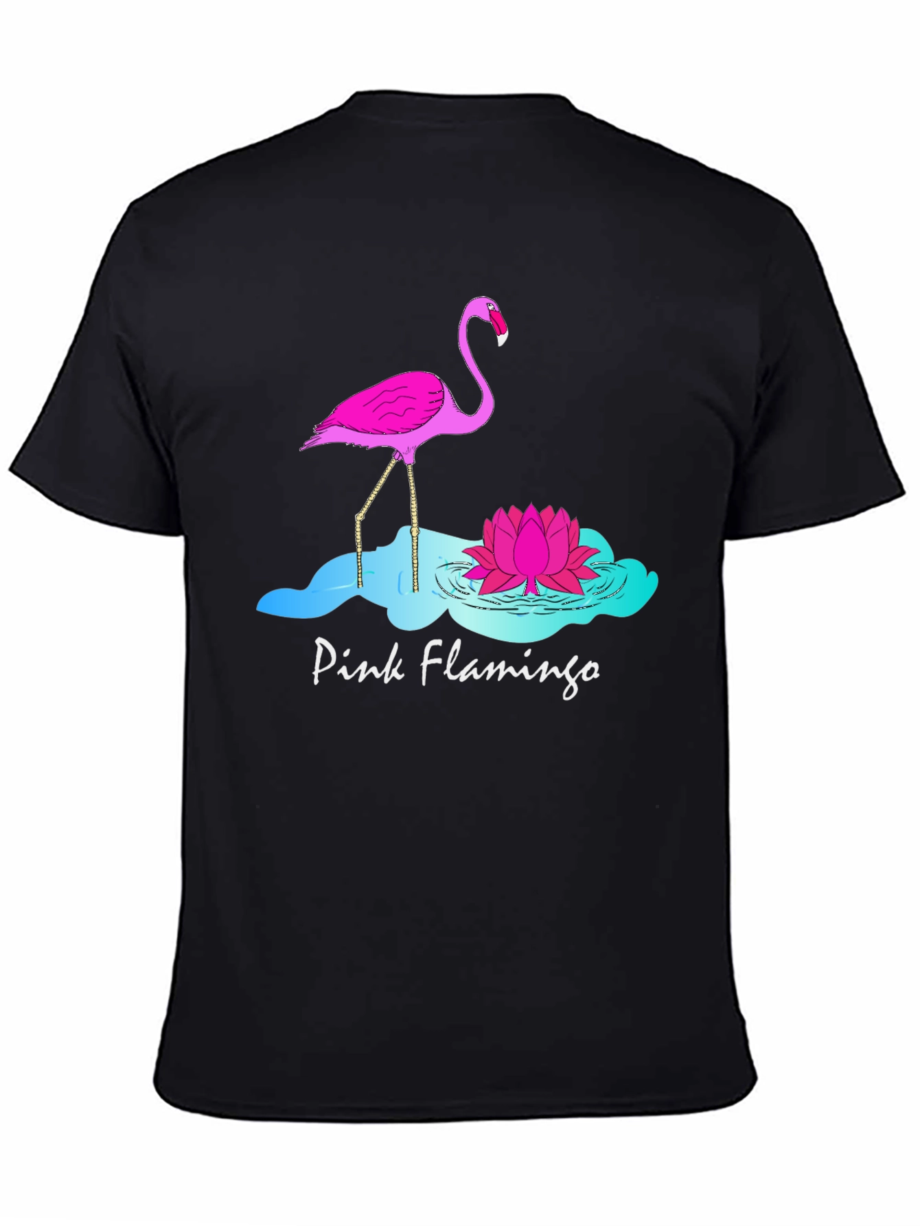Pink Flamingo Graphic T-Shirt - Black Cotton Tee