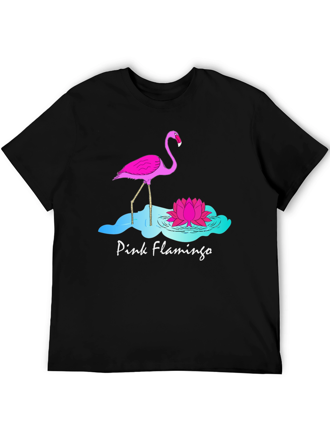 Pink Flamingo Graphic T-Shirt - Black Cotton Tee