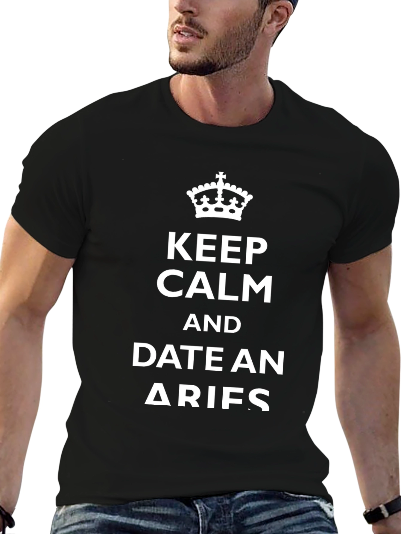 Keep Calm and Date An Aries - Black T-Shirt