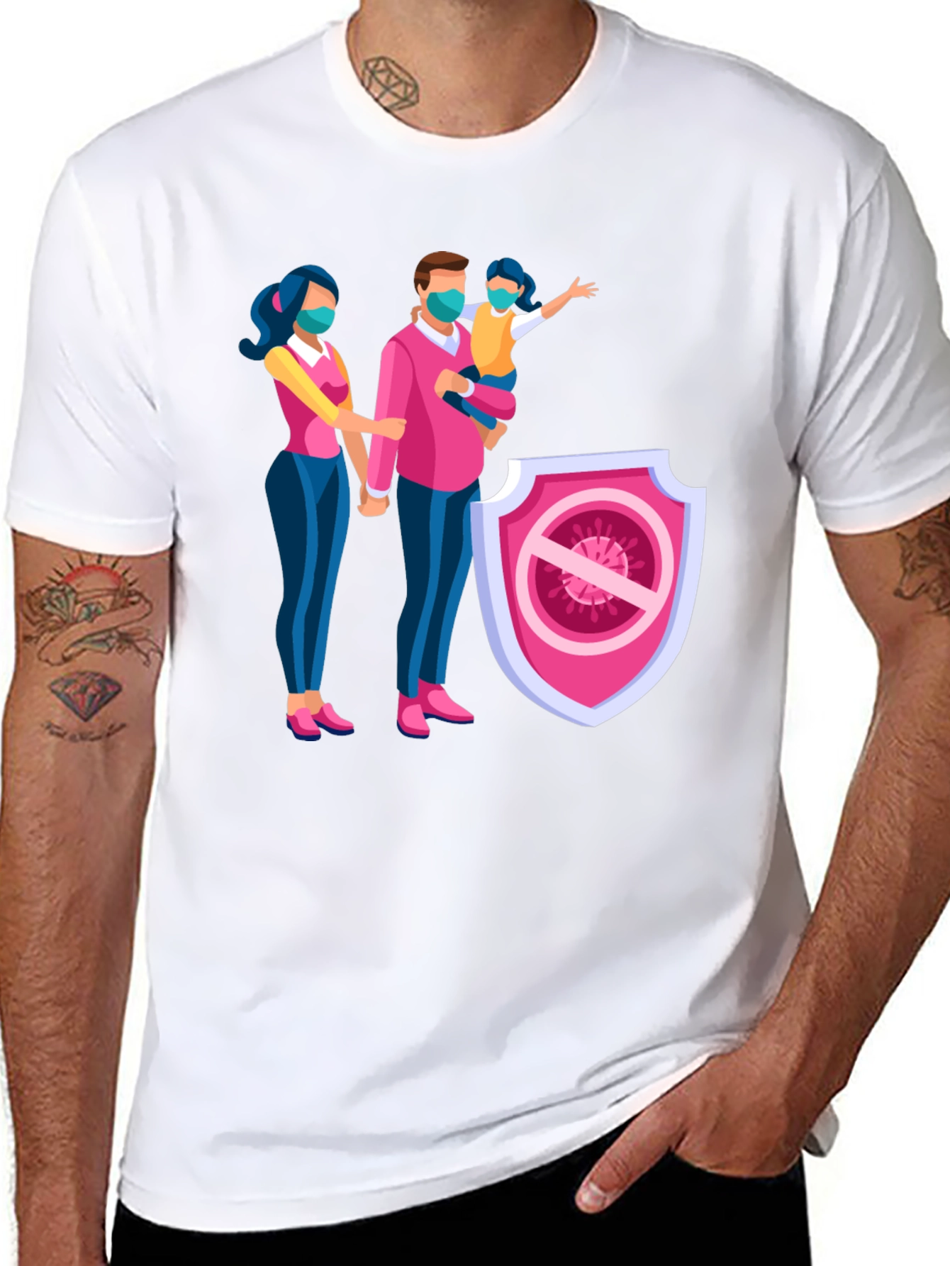 Family Protection T-Shirt - Black Cotton Blend