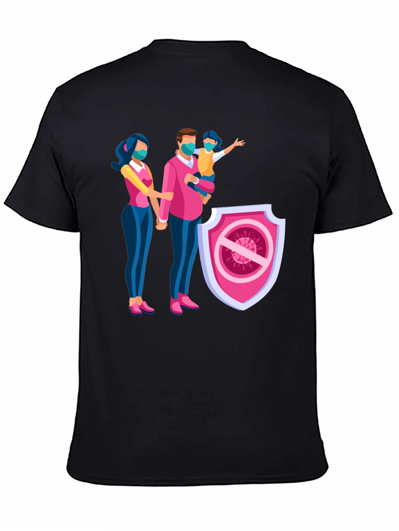 Family Protection T-Shirt - Black Cotton Blend