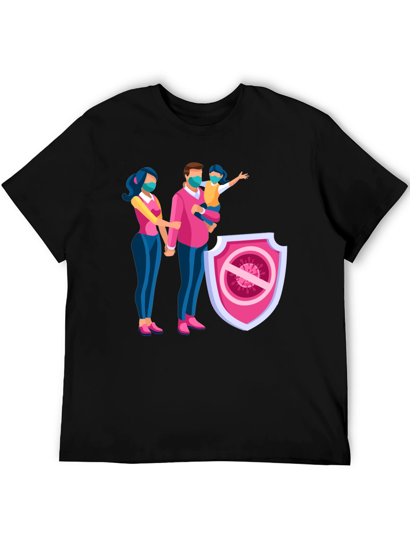 Family Protection T-Shirt - Black Cotton Blend
