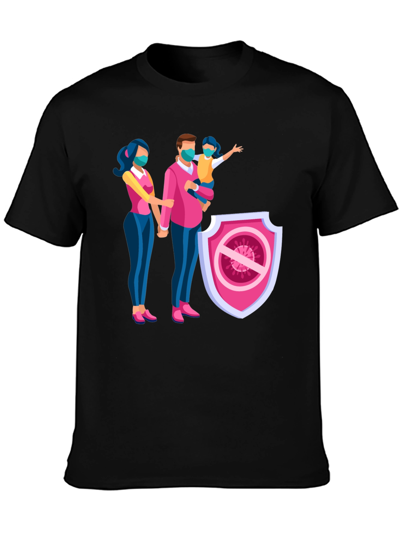 Family Protection T-Shirt - Black Cotton Blend