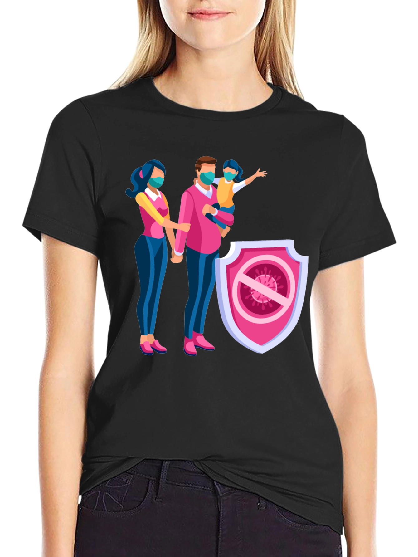 Family Protection T-Shirt - Black Cotton Blend