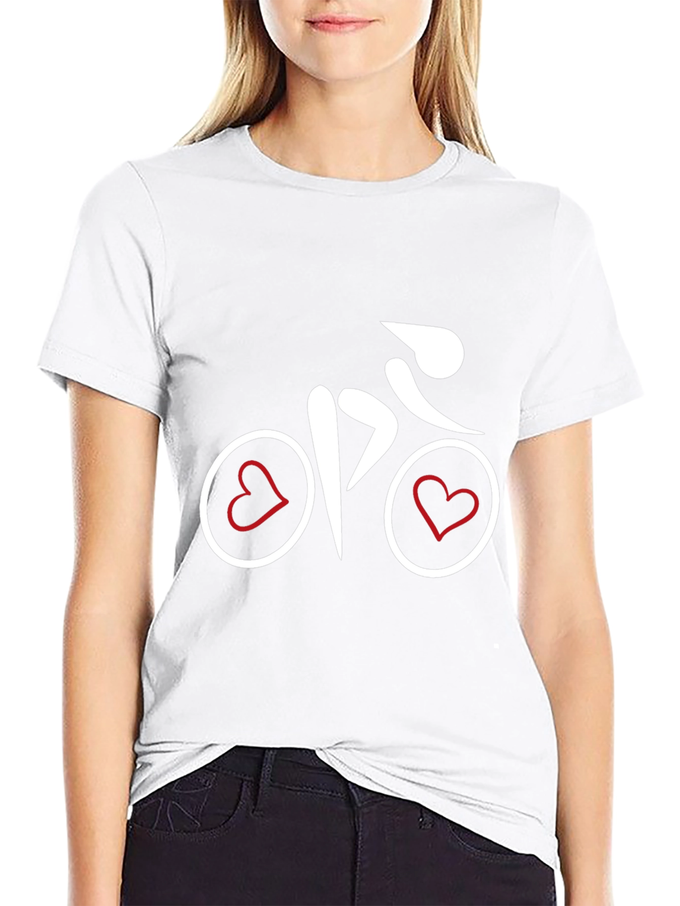 Heart Bicycle Graphic Tee - Black Cotton Shirt