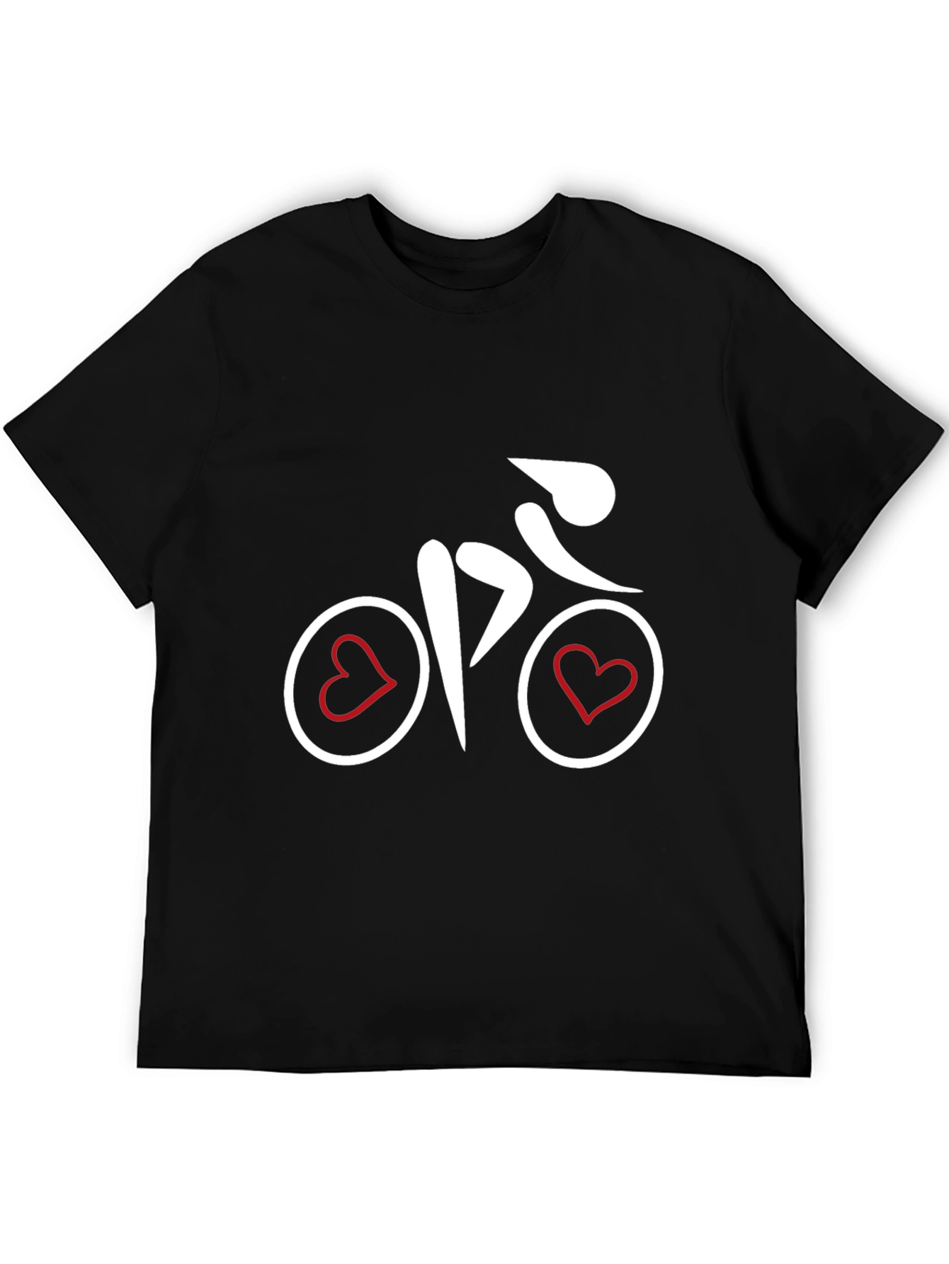 Heart Bicycle Graphic Tee - Black Cotton Shirt
