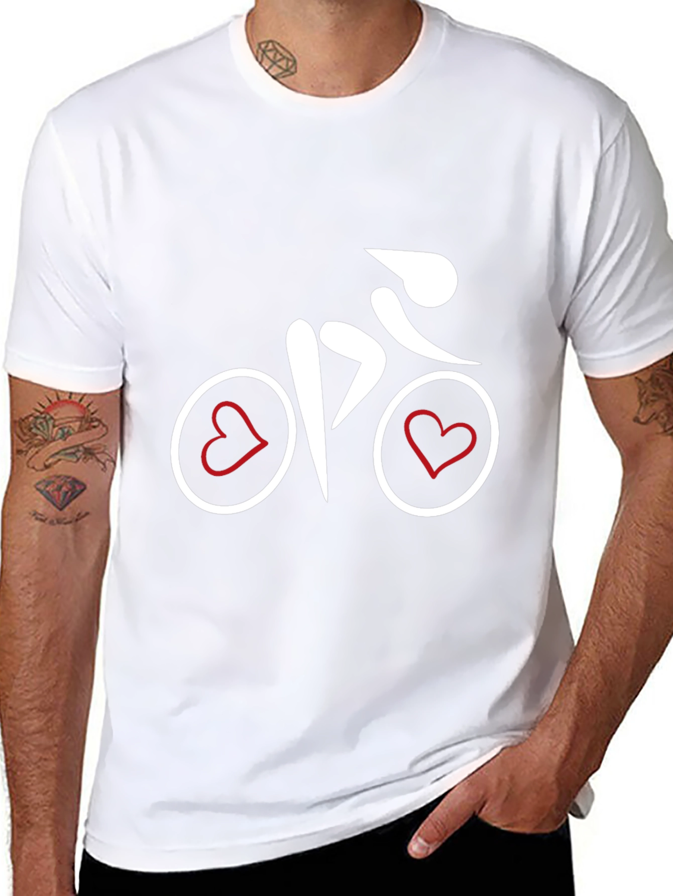 Heart Bicycle Graphic Tee - Black Cotton Shirt